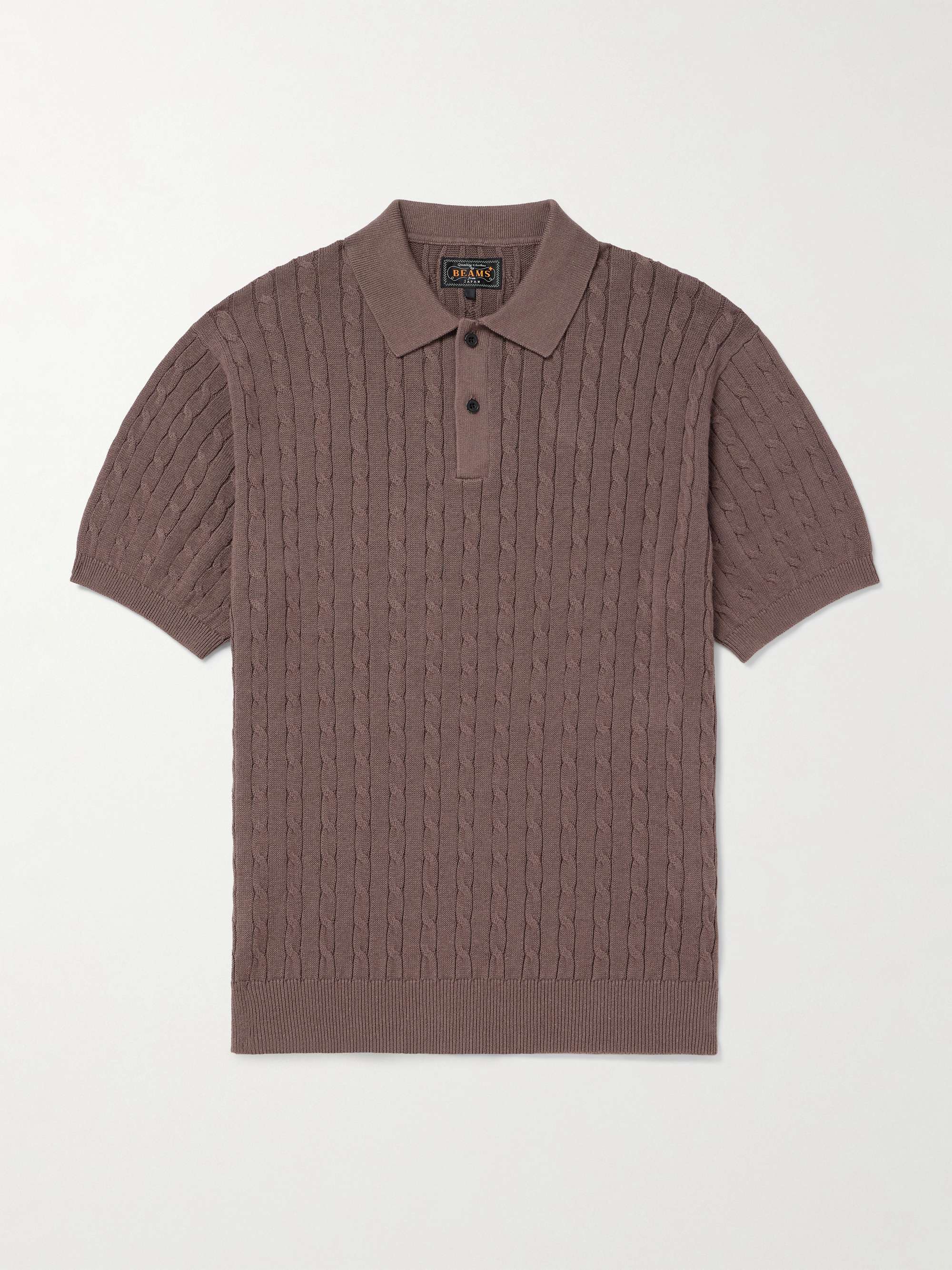 Cable-Knit Linen and Cotton-Blend Polo Shirt view