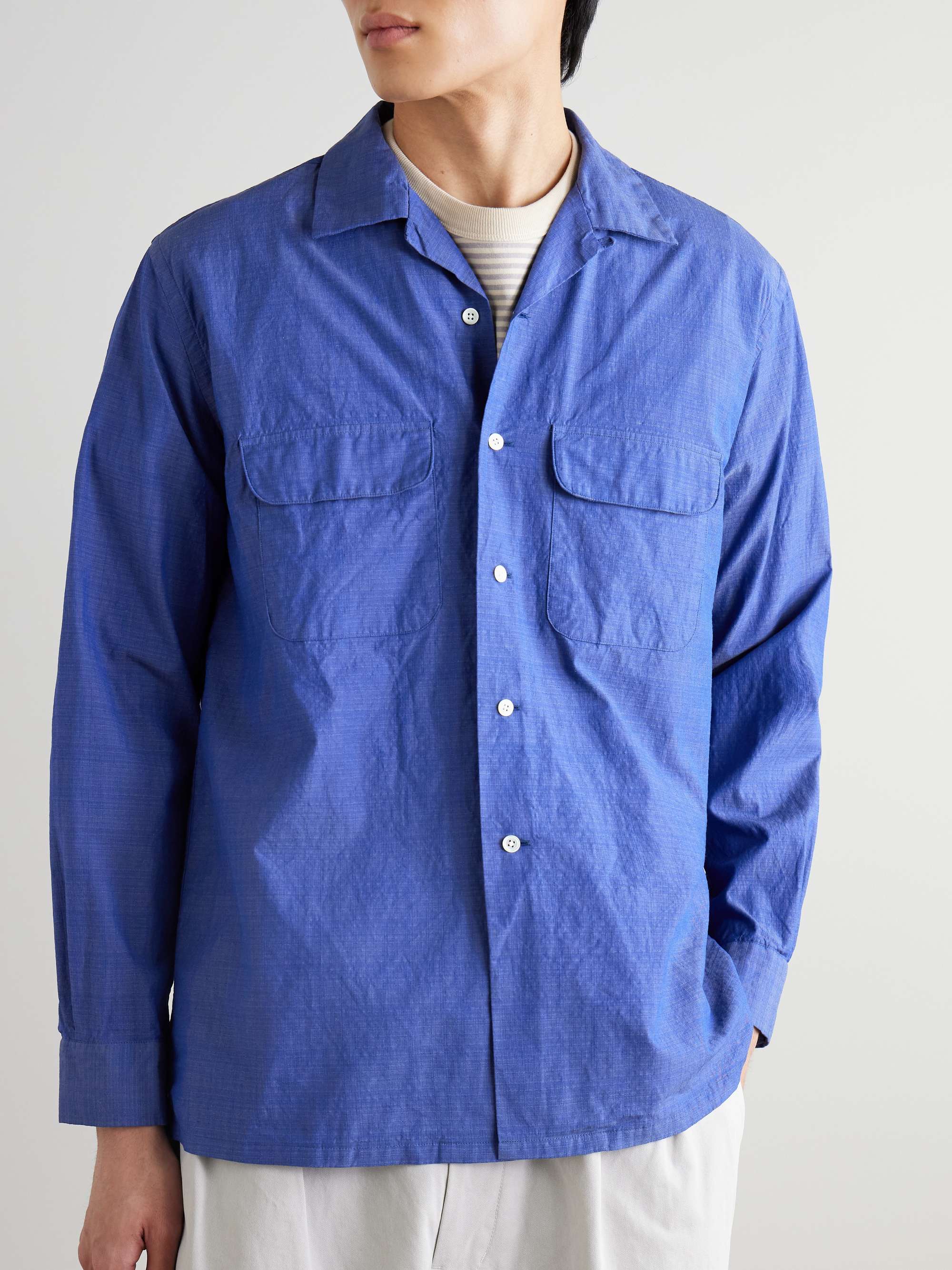 Convertible-Collar Cotton-Chambray Shirt view