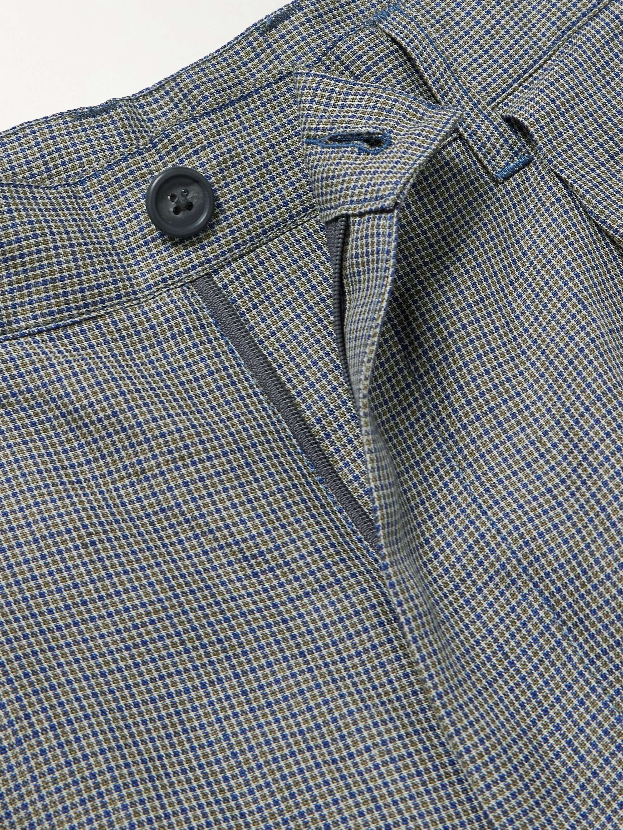 Straight-Leg Pleated Checked Linen and Cupro-Blend Trousers view