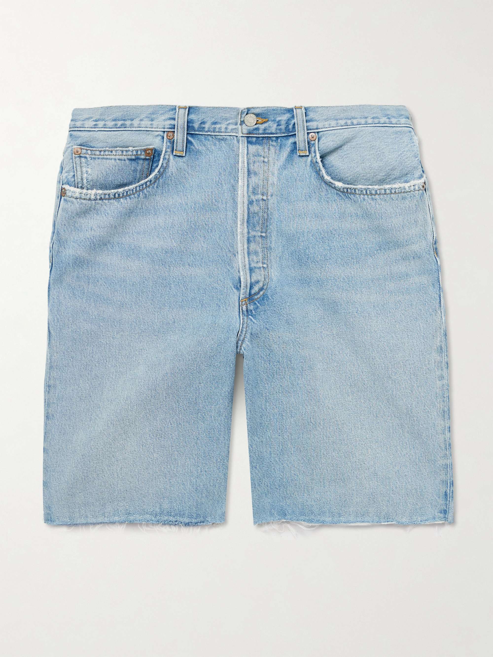 Anson Straight-Leg Frayed Denim Shorts view
