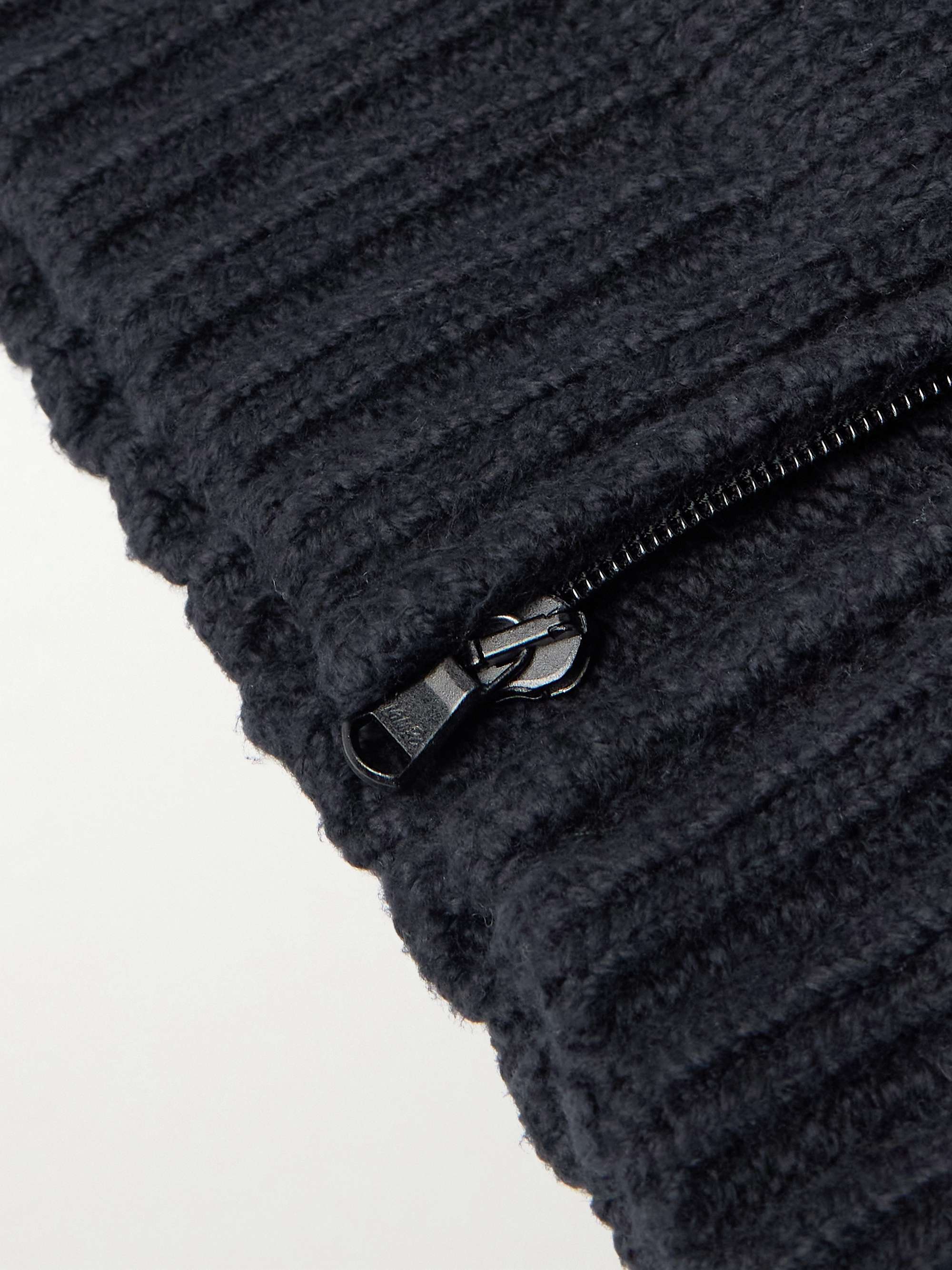 Ribbed Cotton-Blend Zip-Up Sweater view