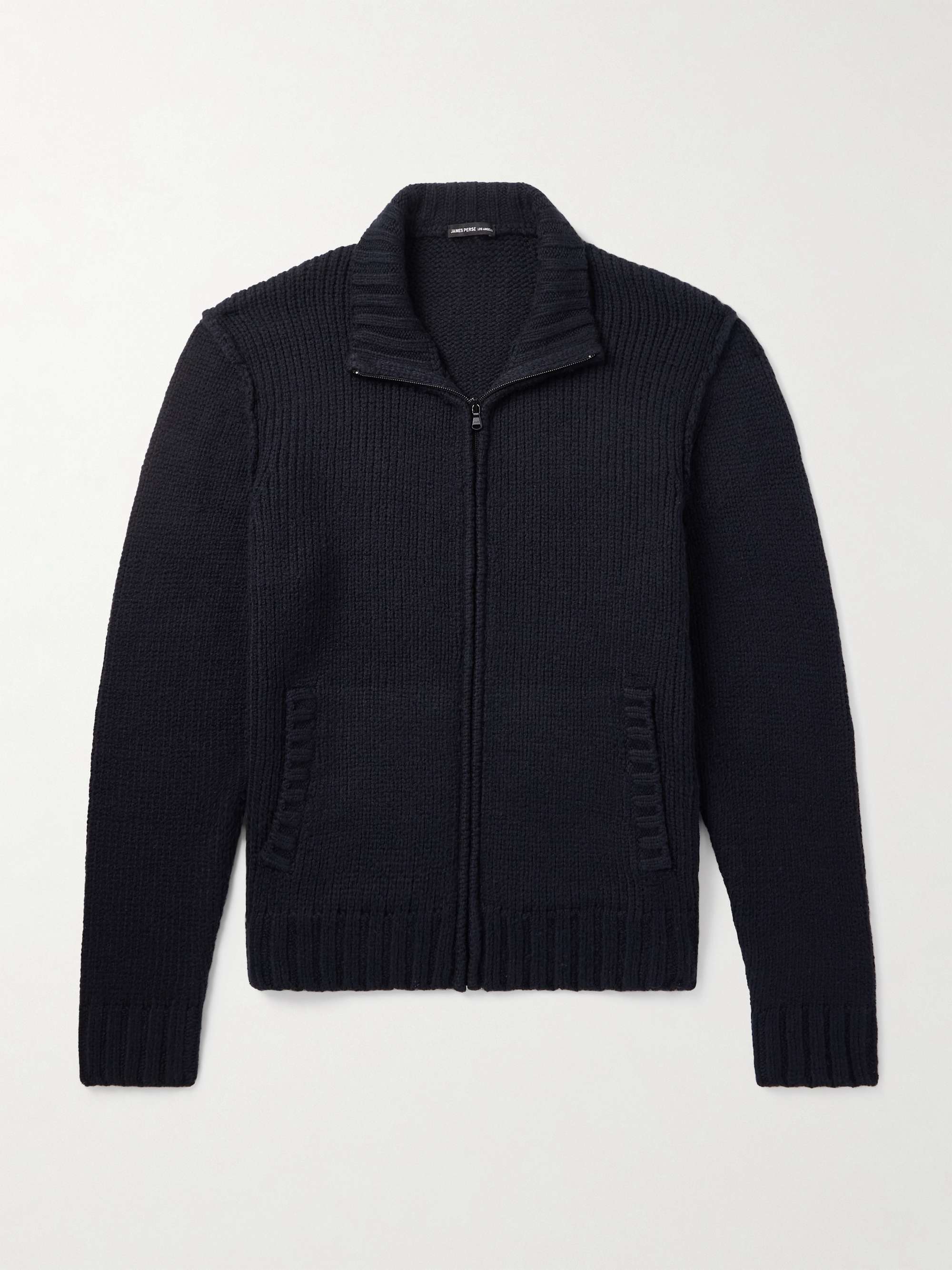 Ribbed Cotton-Blend Zip-Up Sweater view