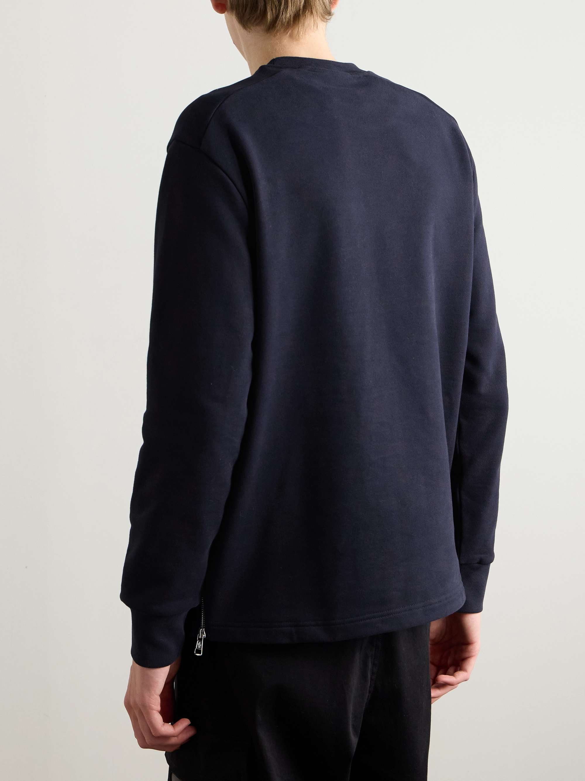 Zip-Detailed Logo-Appliquéd Twill-Trimmed Cotton-Jersey Sweatshirt view