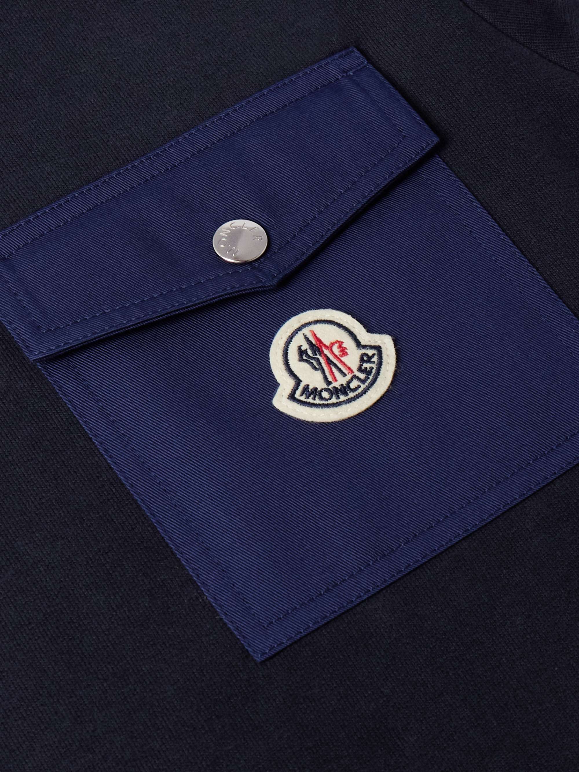 Zip-Detailed Logo-Appliquéd Twill-Trimmed Cotton-Jersey Sweatshirt view