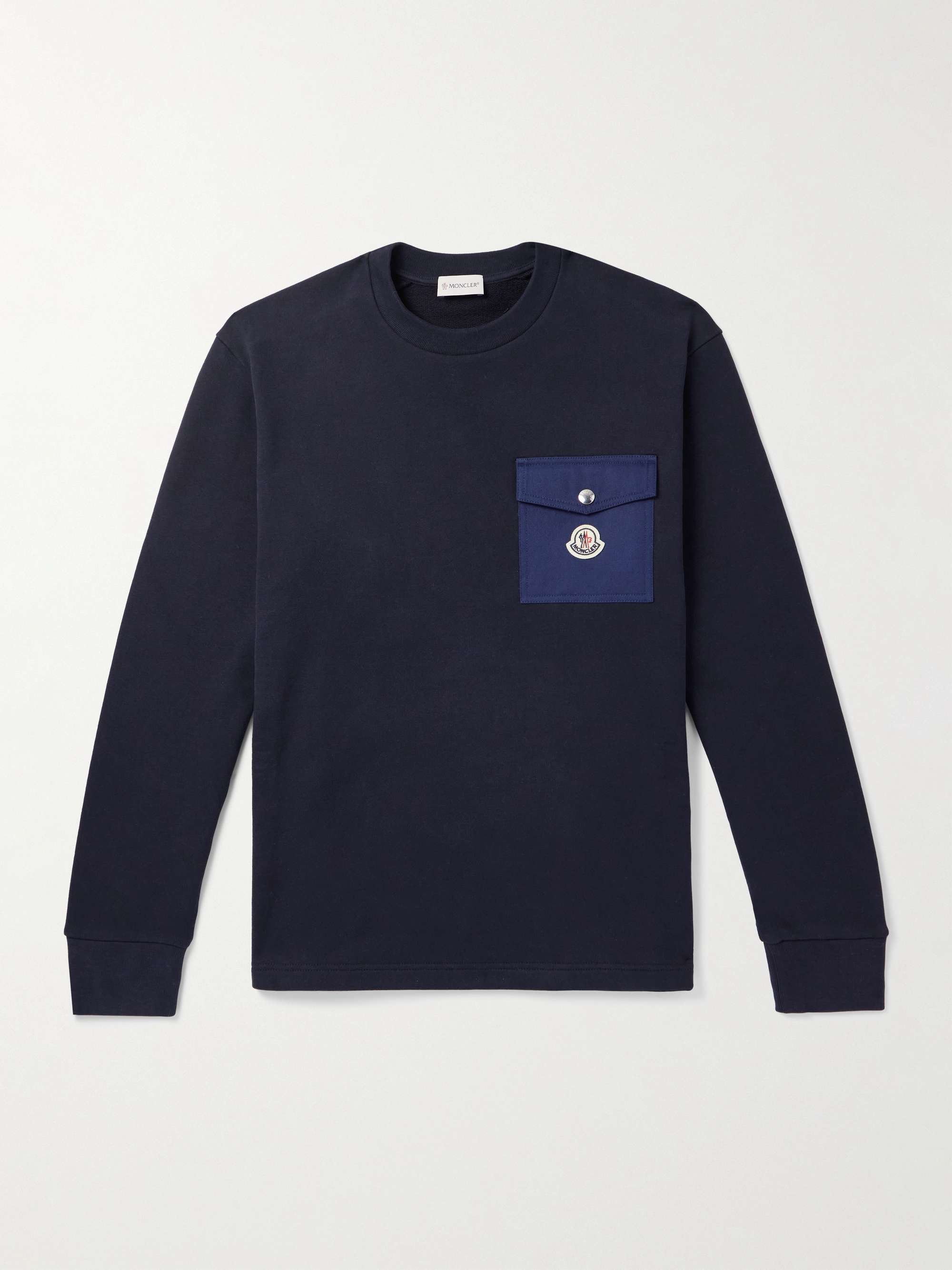 Zip-Detailed Logo-Appliquéd Twill-Trimmed Cotton-Jersey Sweatshirt view