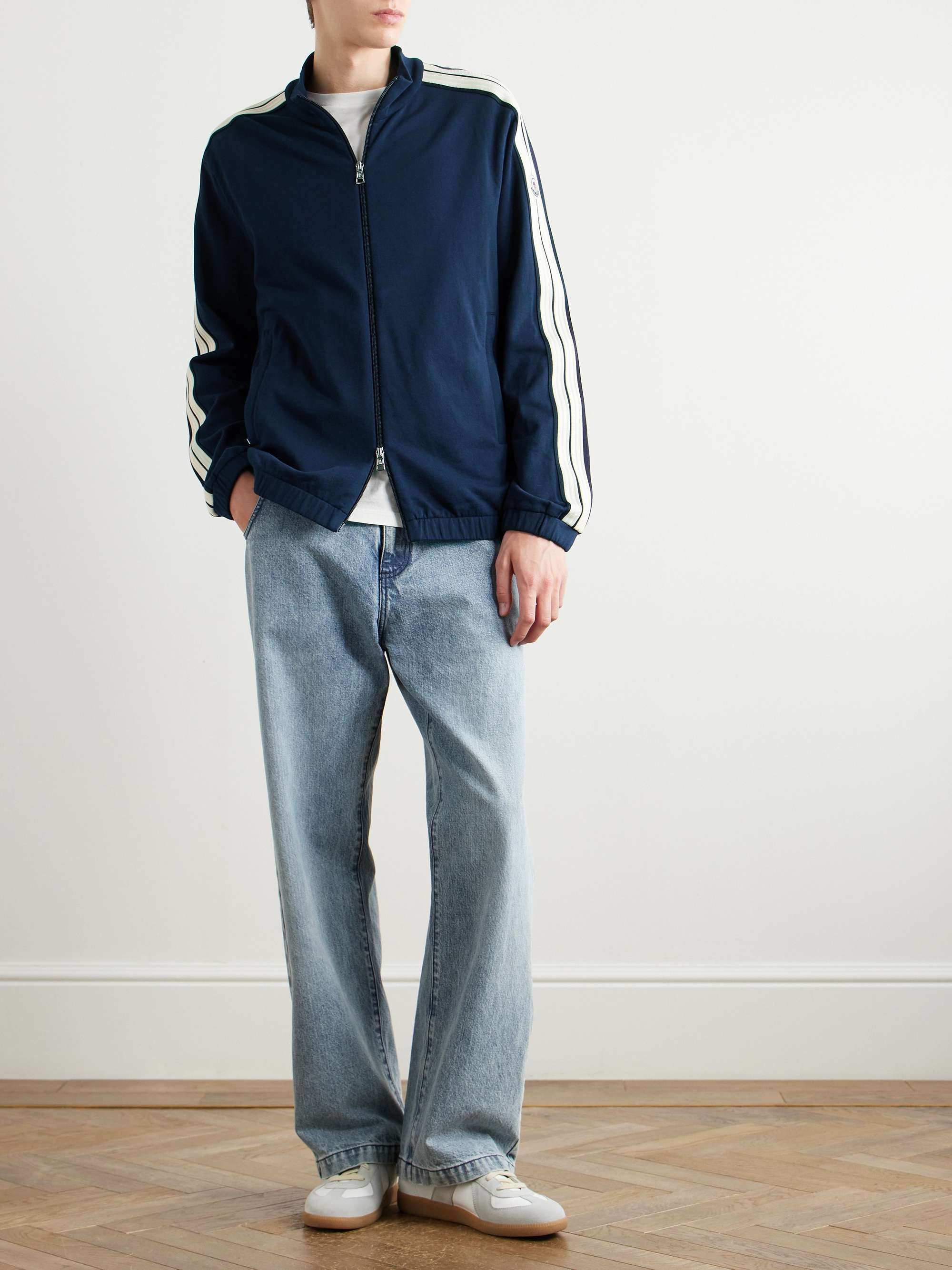 Striped Cotton-Jersey Track Jacket view