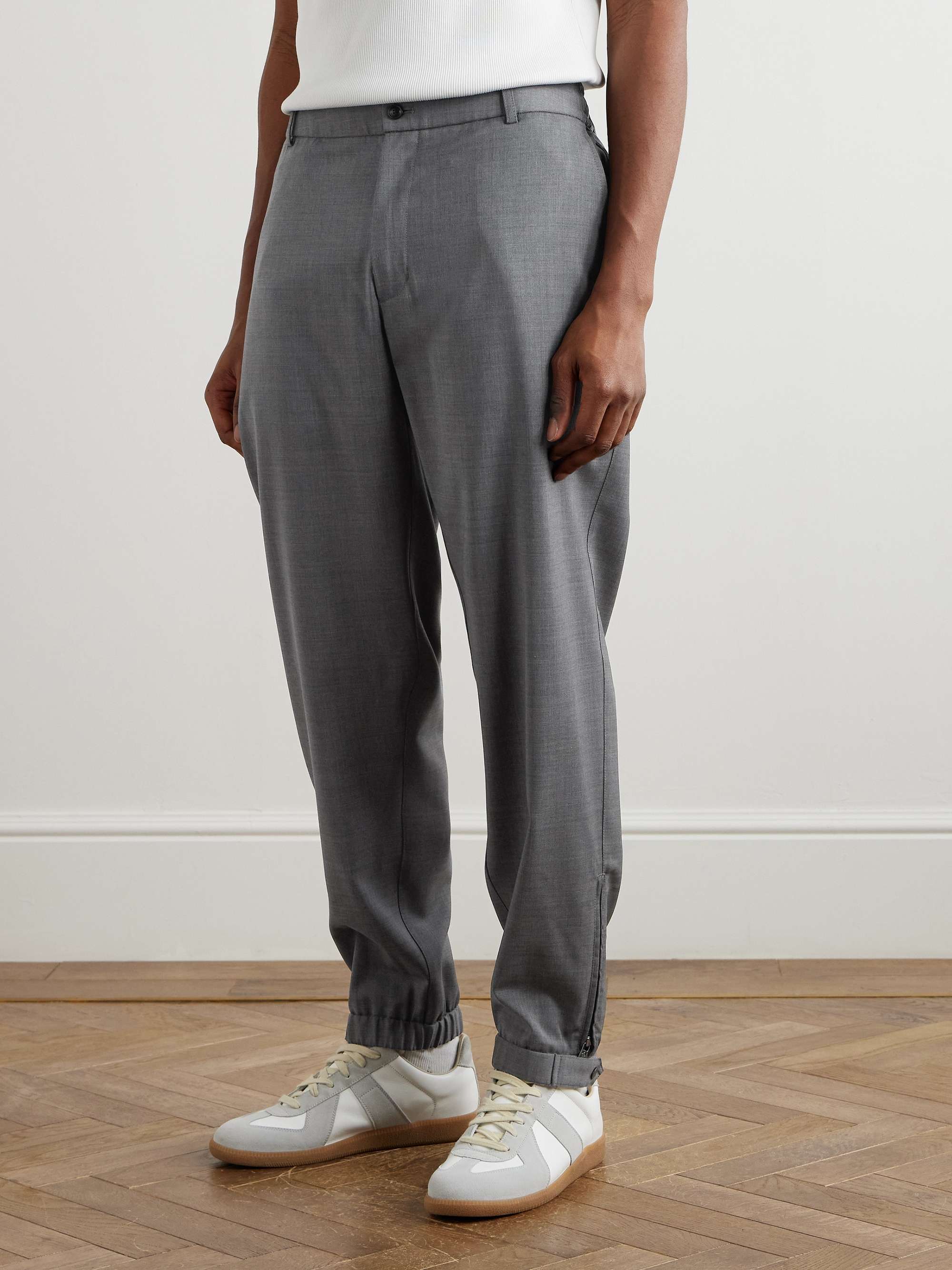 Tapered Logo-Appliquéd Wool Trousers view