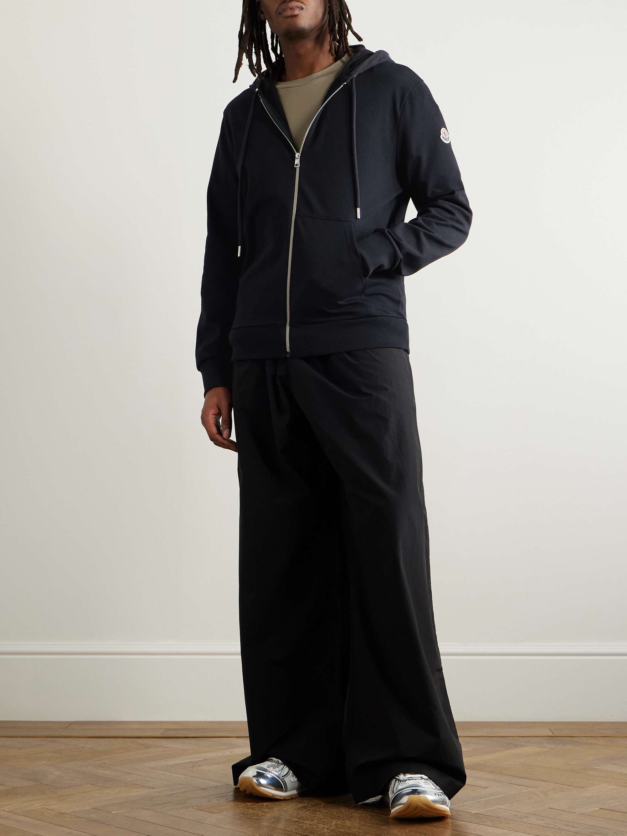 Logo-Appliquéd Cotton-Jersey Zip-Up Hoodie view