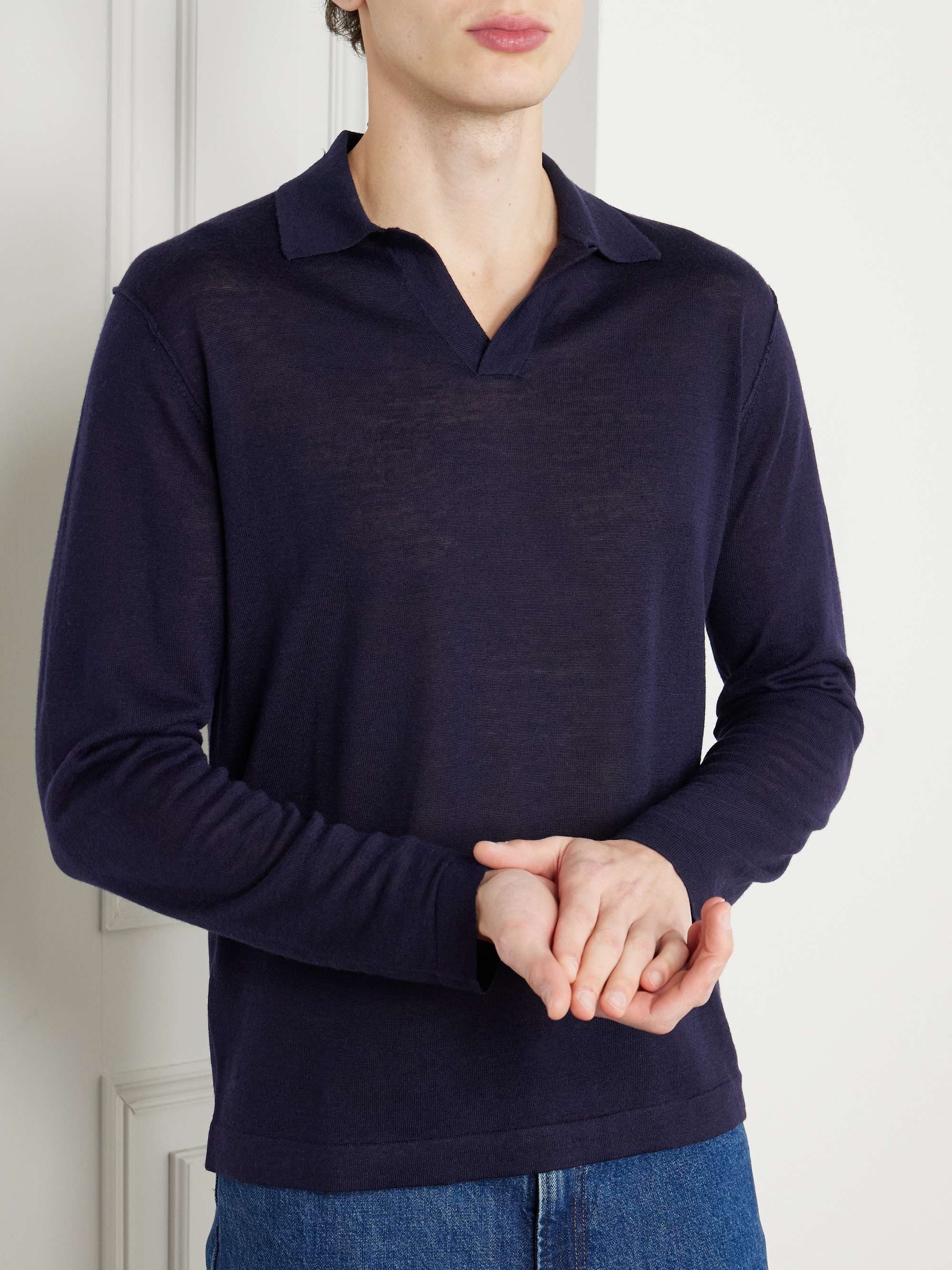 Wool and Linen-Blend Polo Shirt view
