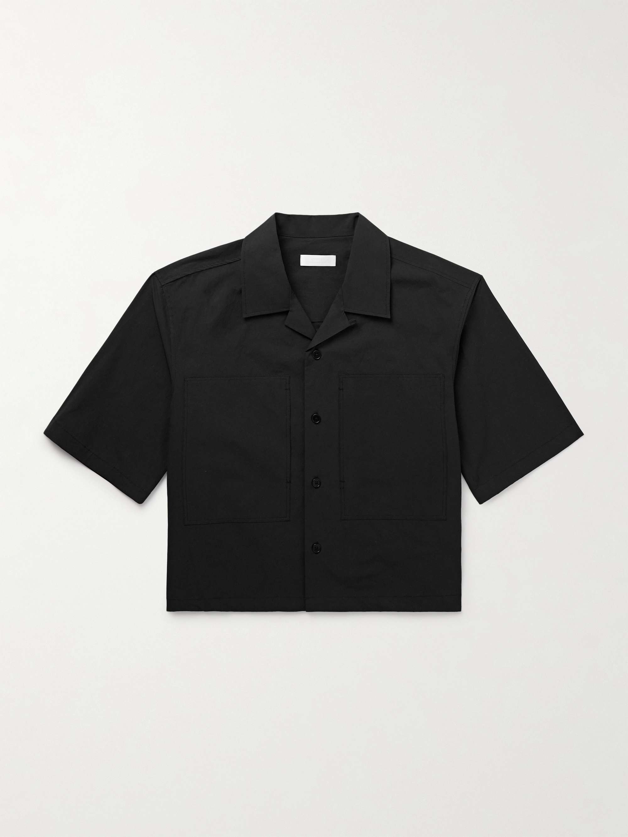 Cropped Convertible-Collar Poplin Shirt view