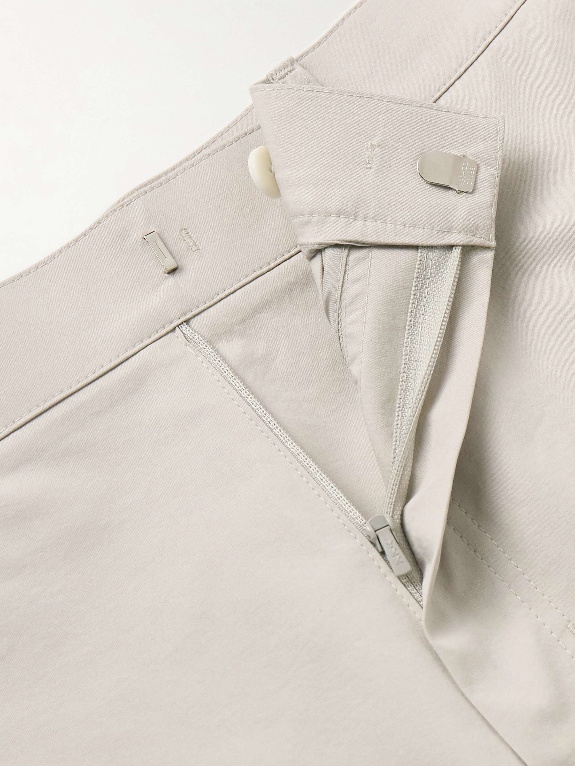 Straight-Leg Pleated Cotton-Blend Poplin Trousers view