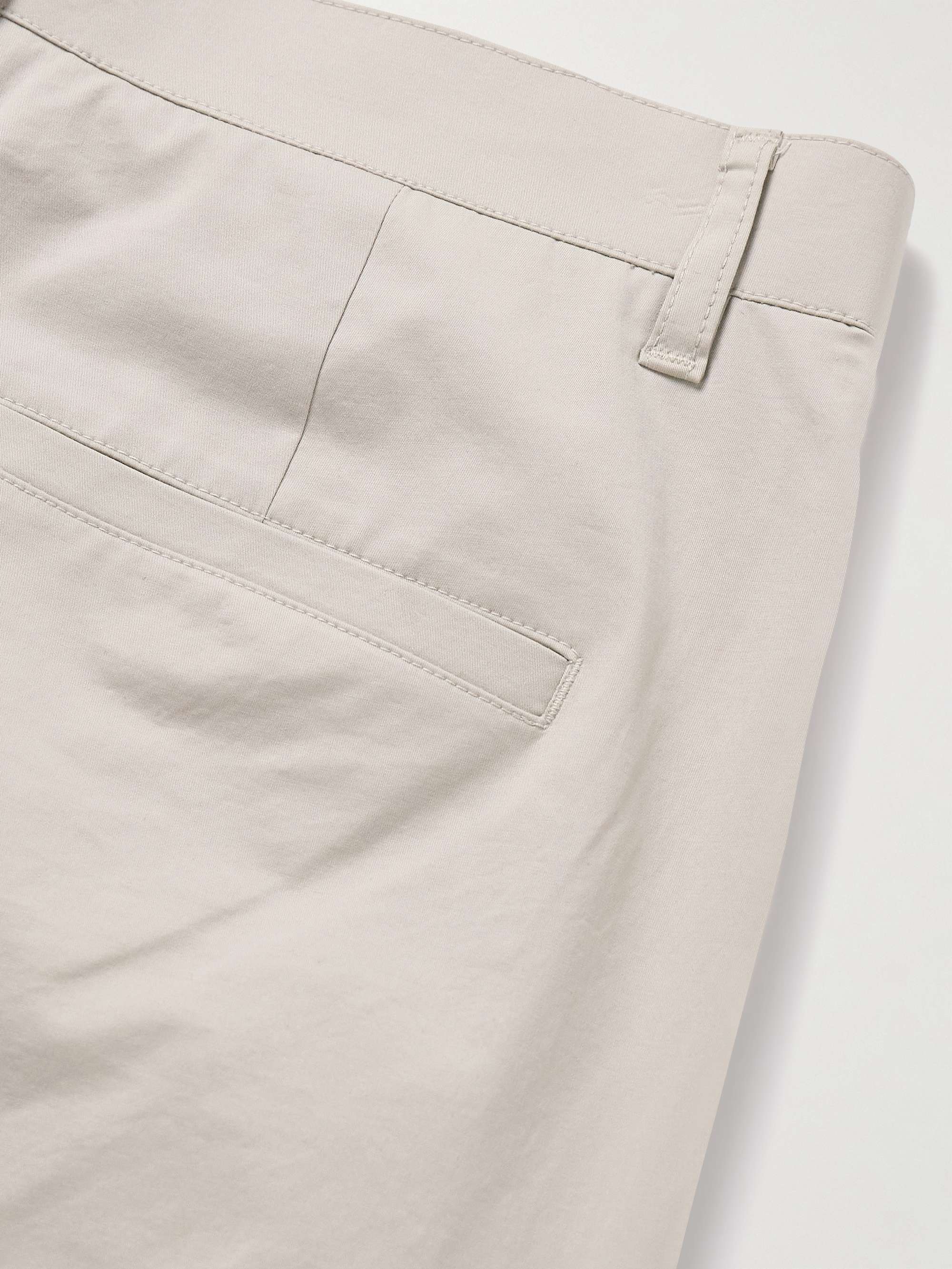 Straight-Leg Pleated Cotton-Blend Poplin Trousers view