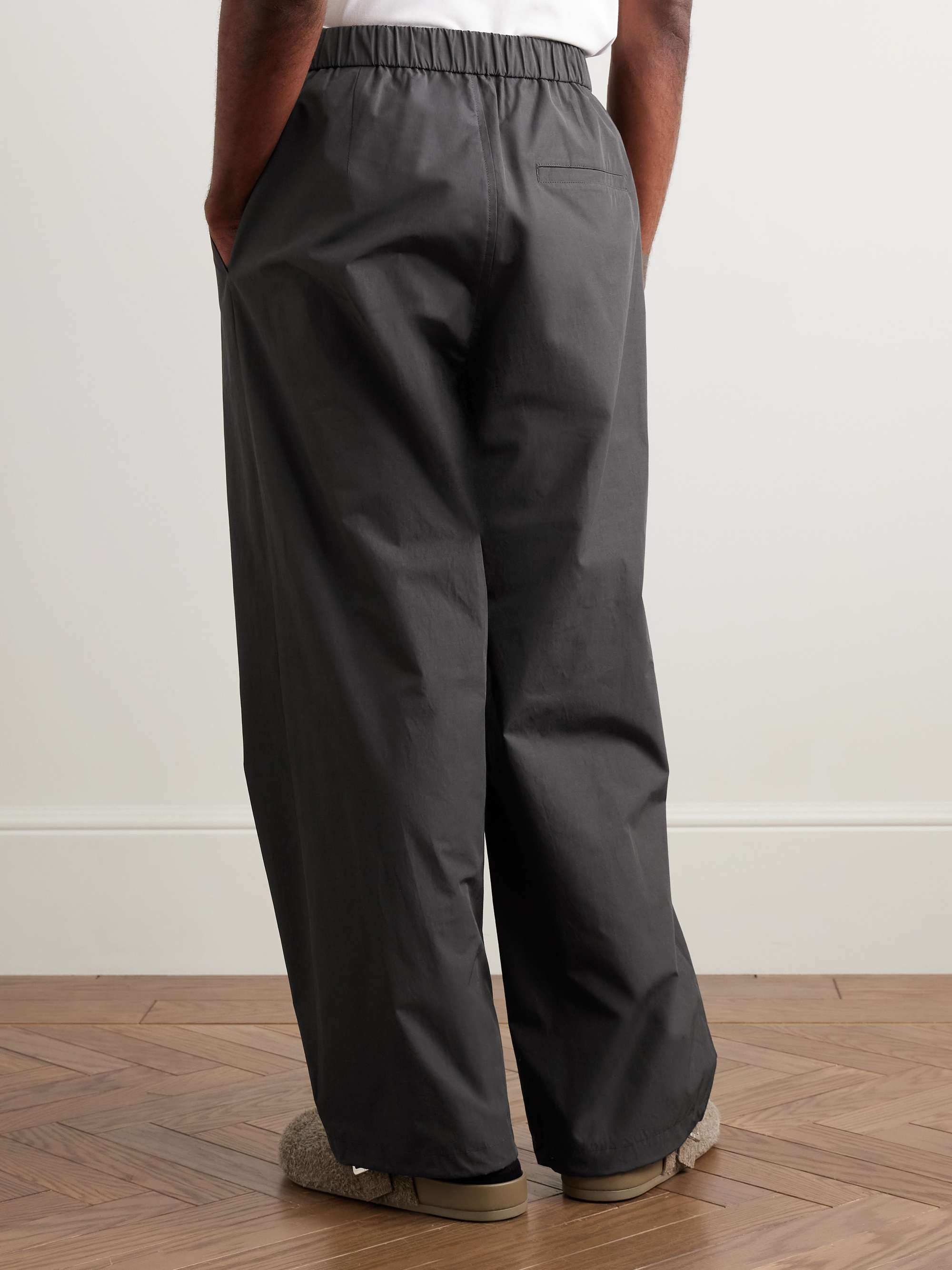 Wide-Leg Poplin Drawstring Trousers view