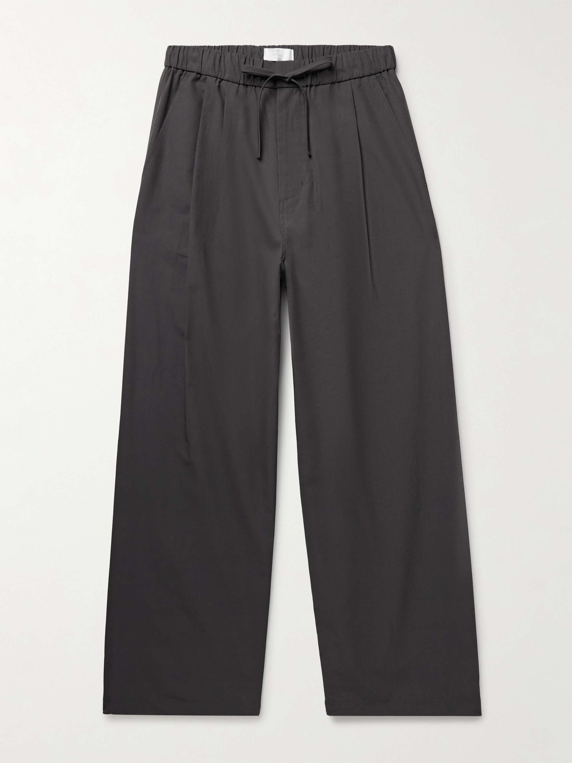 Wide-Leg Poplin Drawstring Trousers view