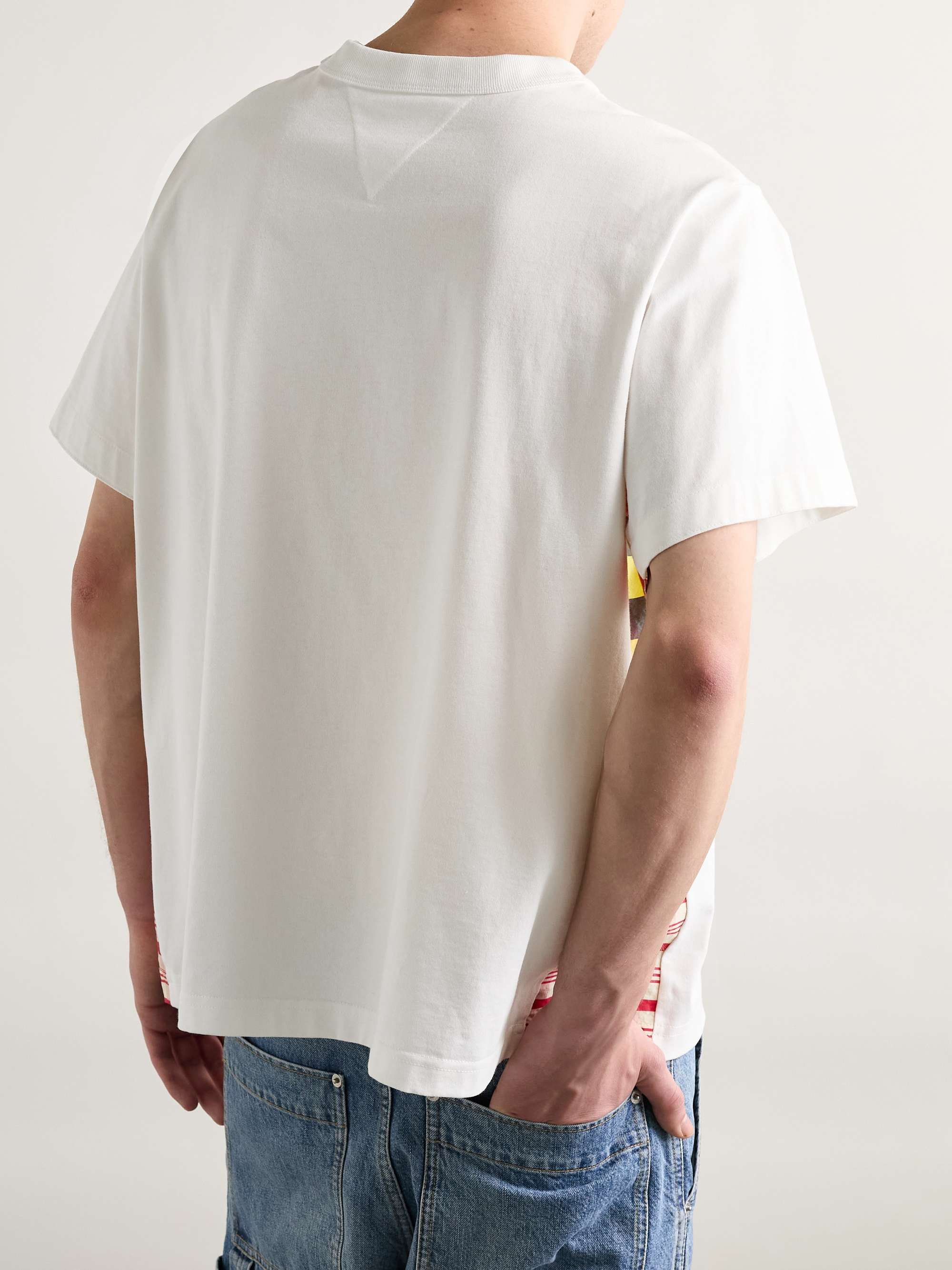 Checked Panelled Cotton and Silk-Blend Jersey T-Shirt view