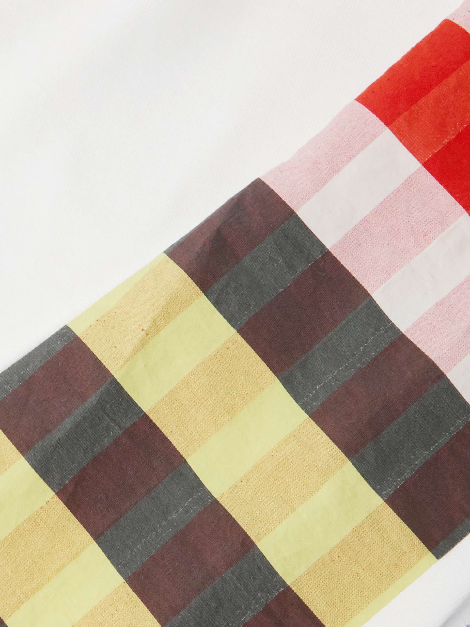 Checked Panelled Cotton and Silk-Blend Jersey T-Shirt view