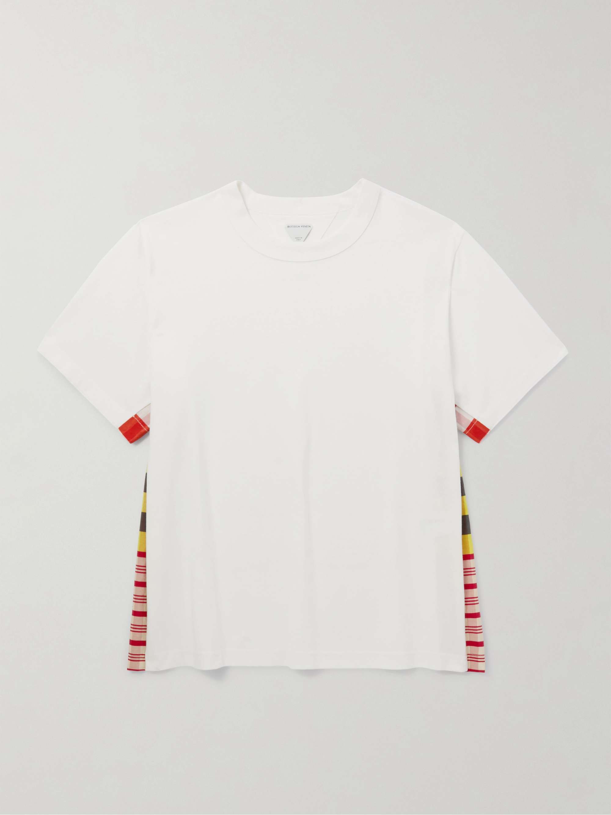 Checked Panelled Cotton and Silk-Blend Jersey T-Shirt view