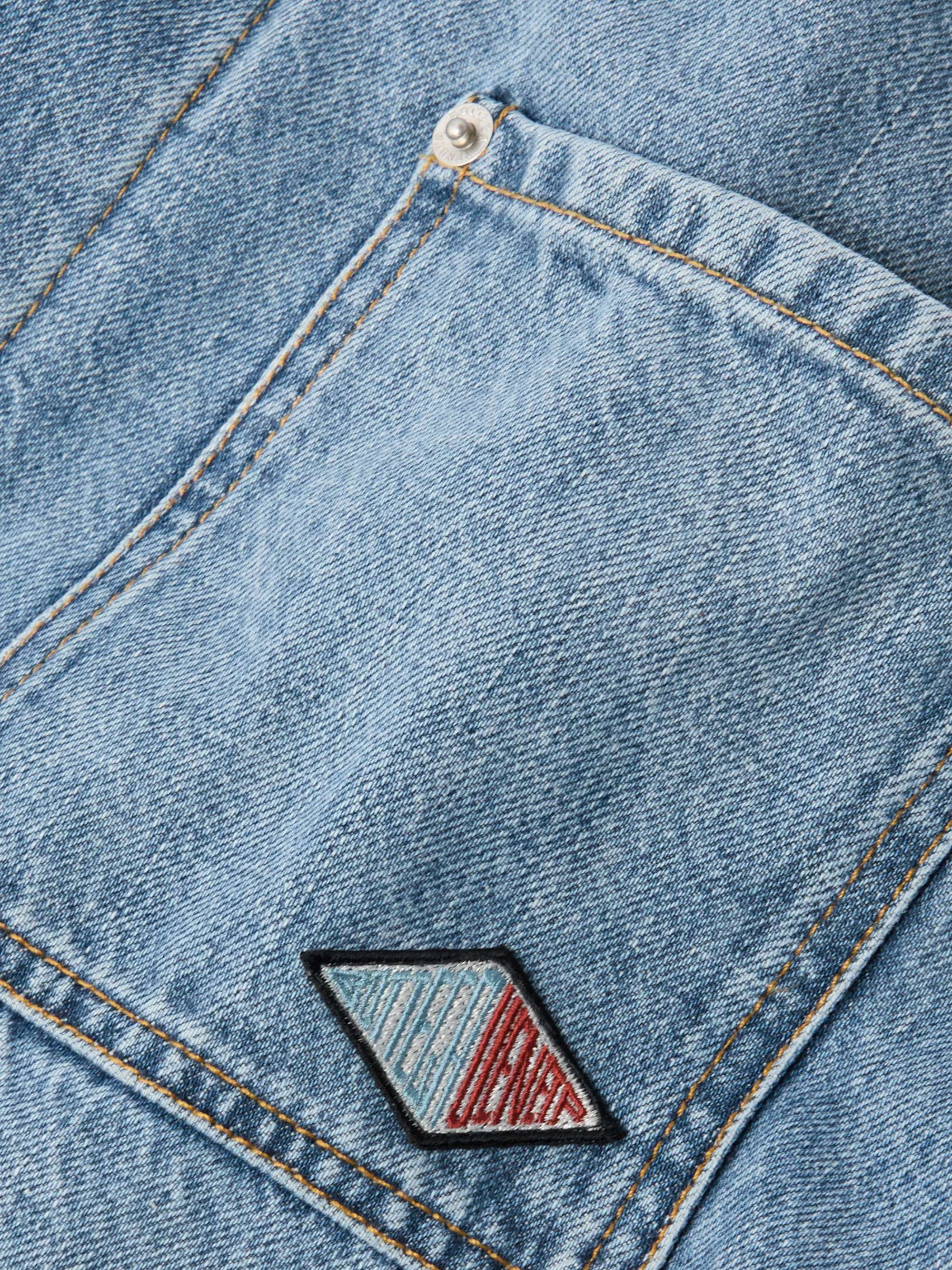 Logo-Appliquéd Suede-Trimmed Denim Jacket view