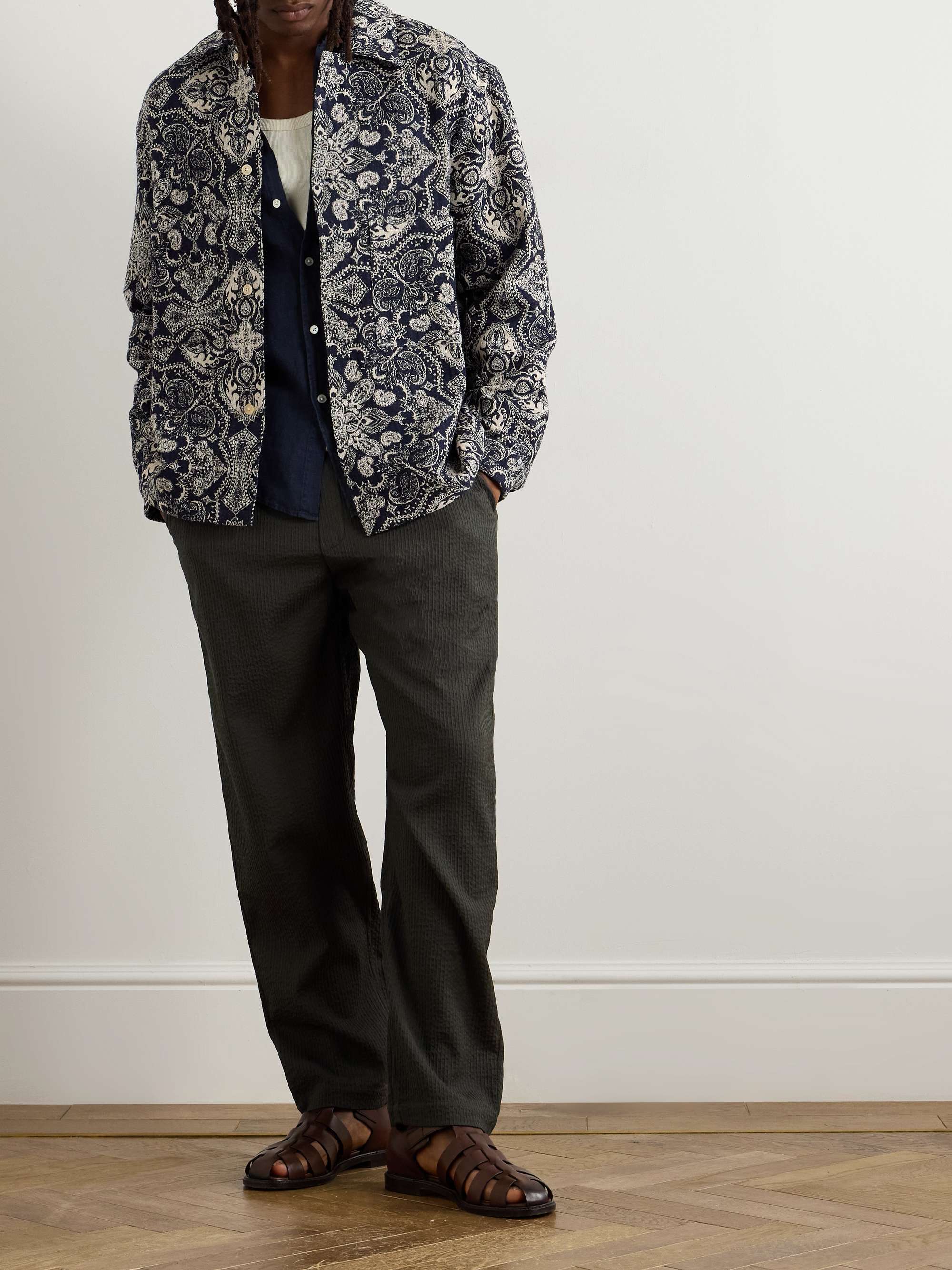 Banasa Tapered Wool-Seersucker Trousers view