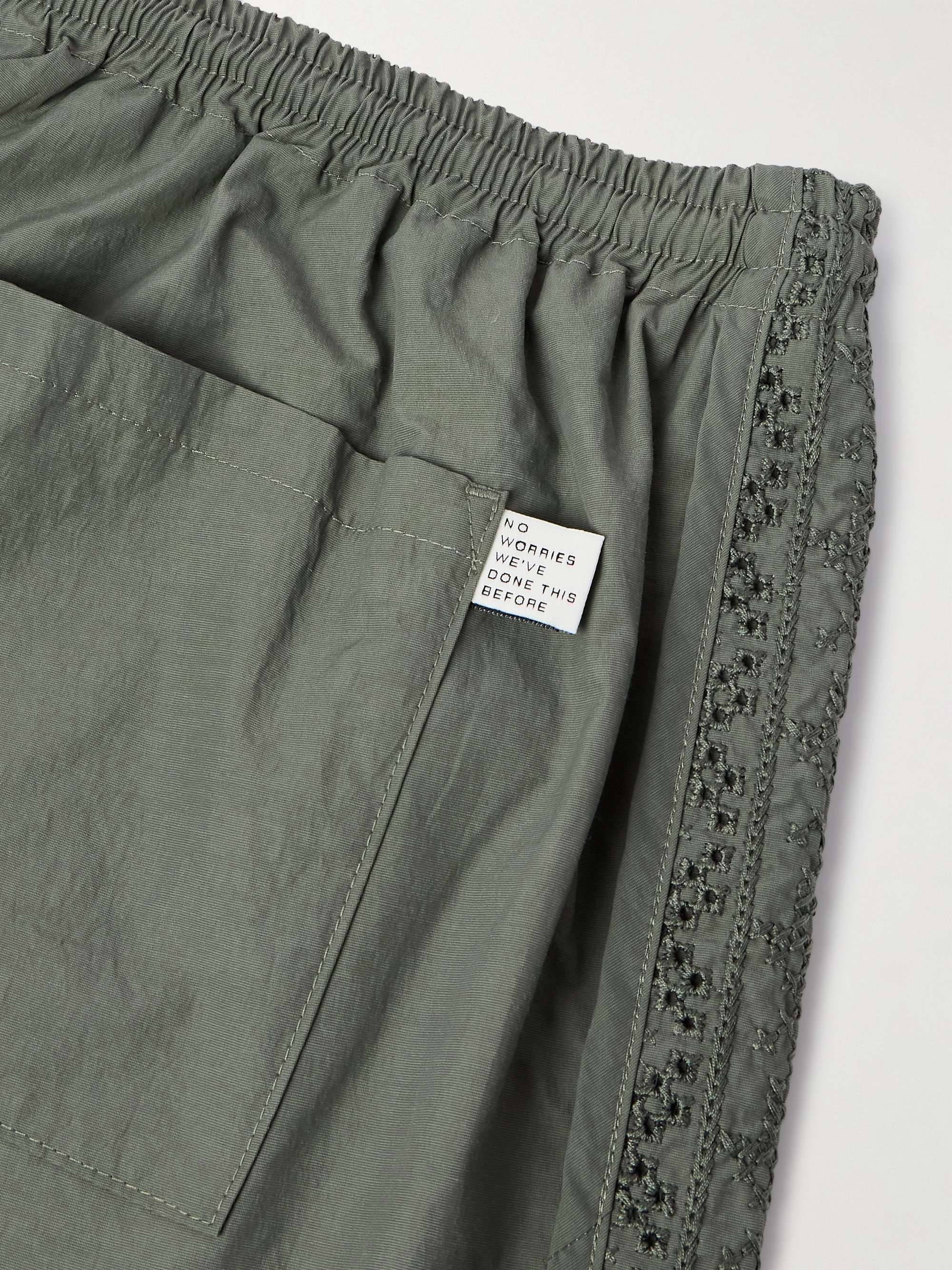 Bibile Straight-Leg Embroidered Recycled-Shell Shorts view