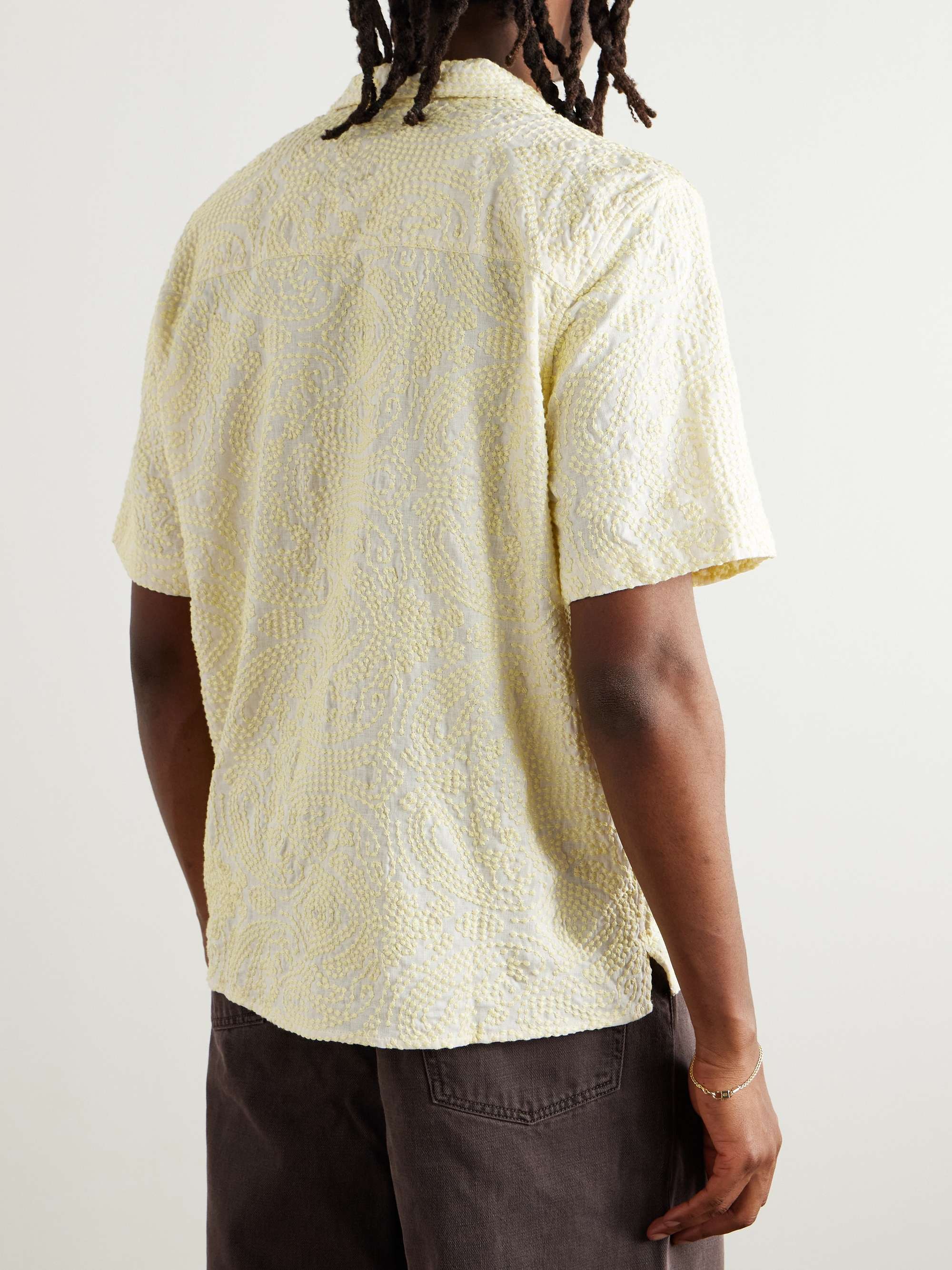 Gioia Convertible-Collar Embroidered Linen-Blend Shirt view