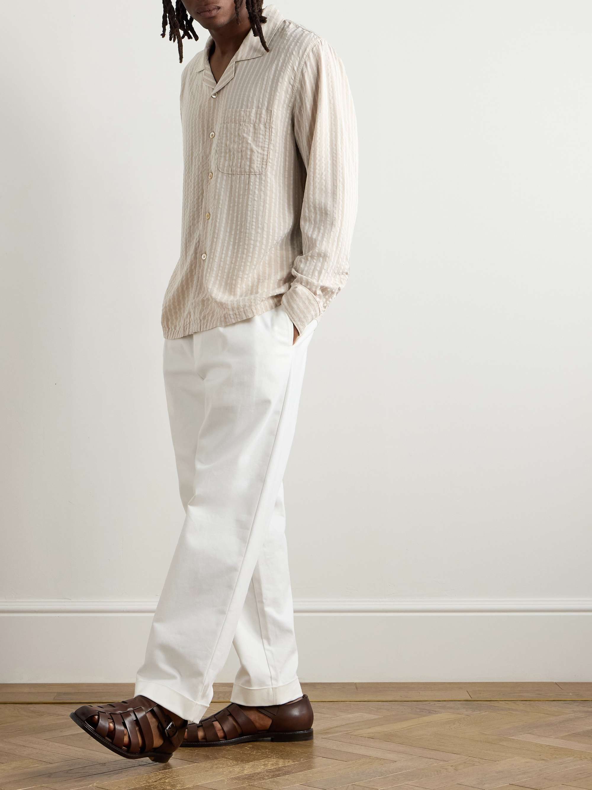 Scopello Convertible-Collar Striped TENCEL™ Lyocell Shirt view