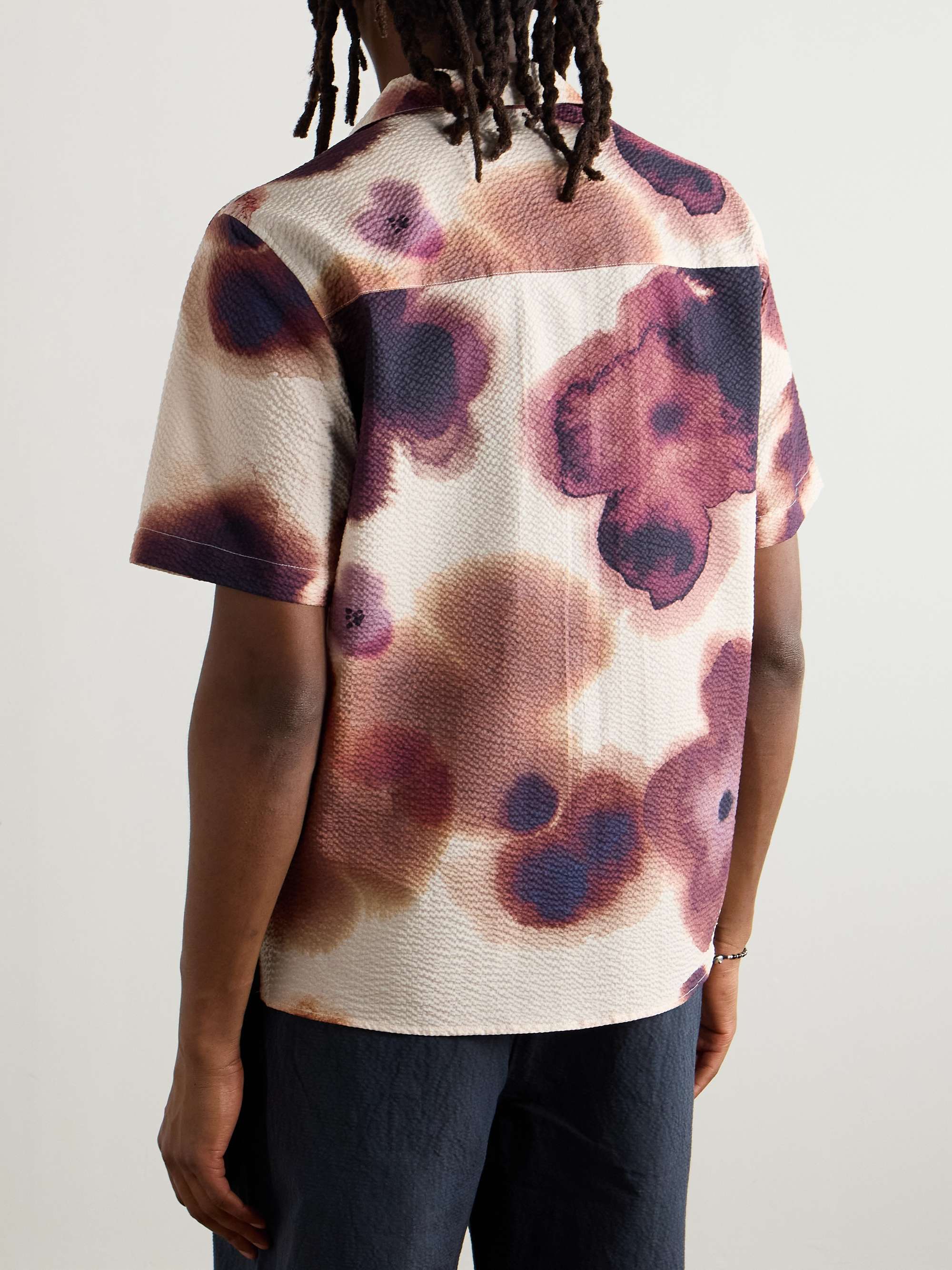 Gioia Convertible-Collar Printed Cotton-Seersucker Shirt view