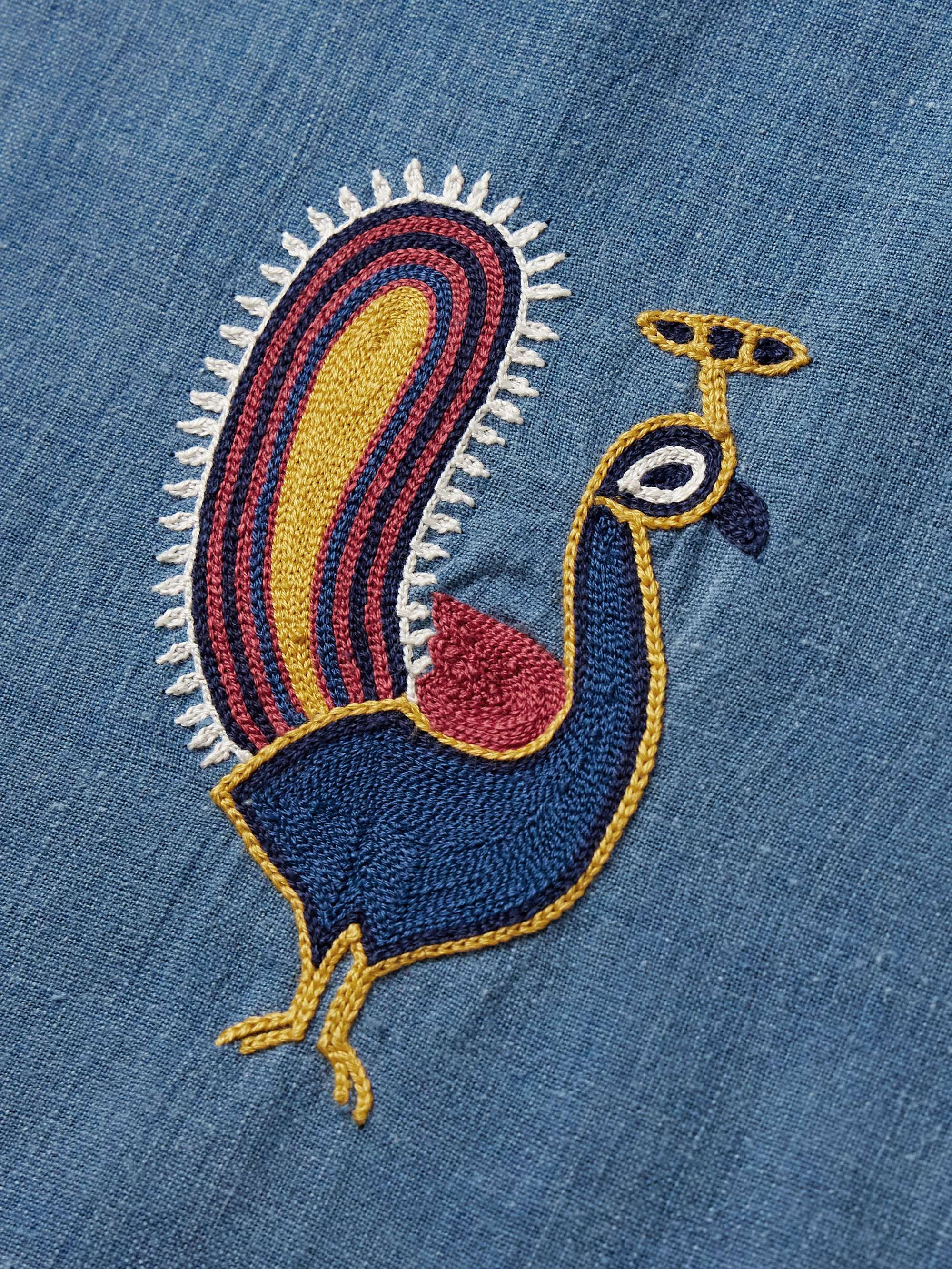 Ronen Convertible-Collar Embroidered Cotton-Khadi Shirt view