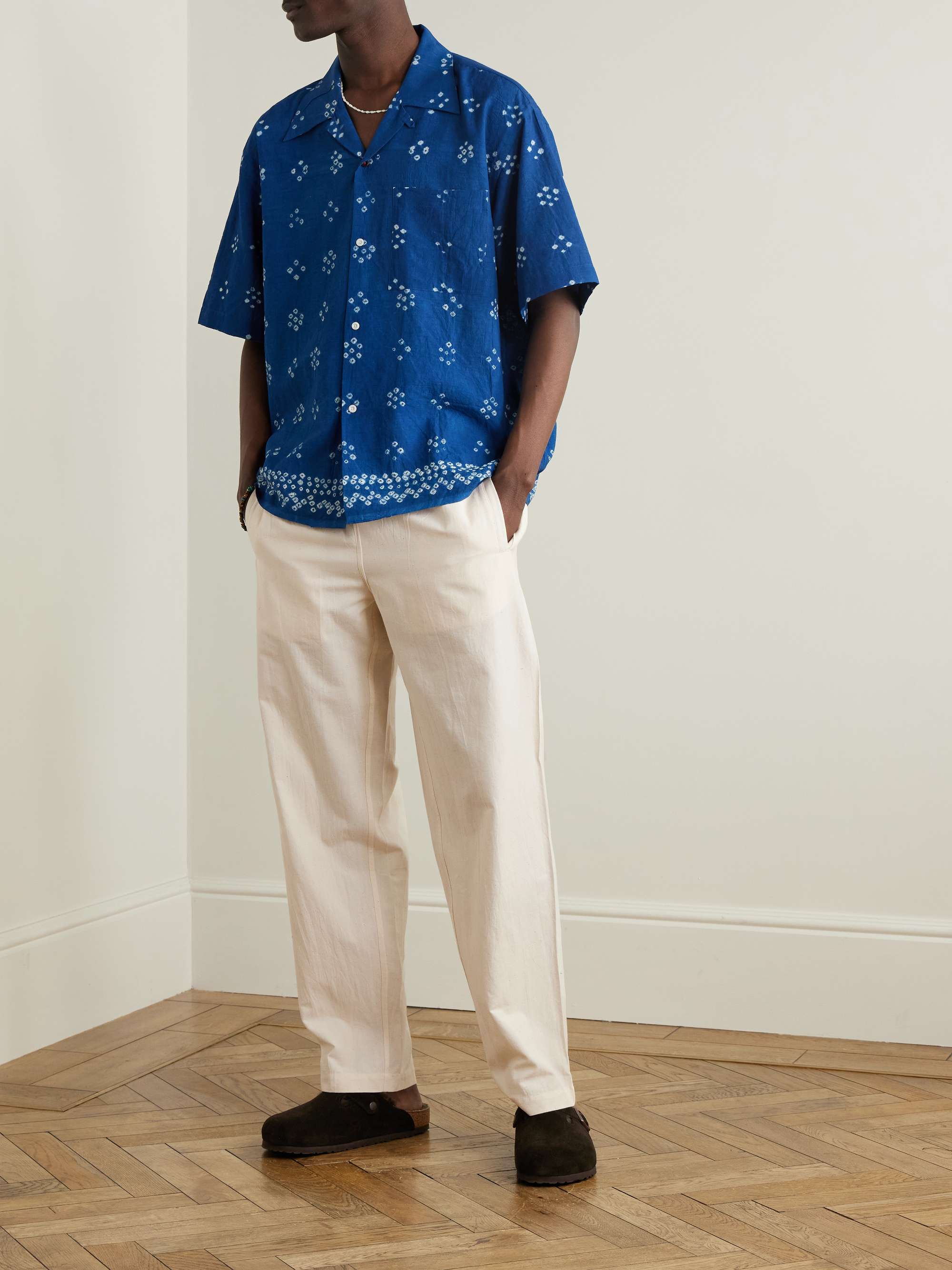 Roy Straight-Leg Cotton-Khadi Drawstring Trousers view