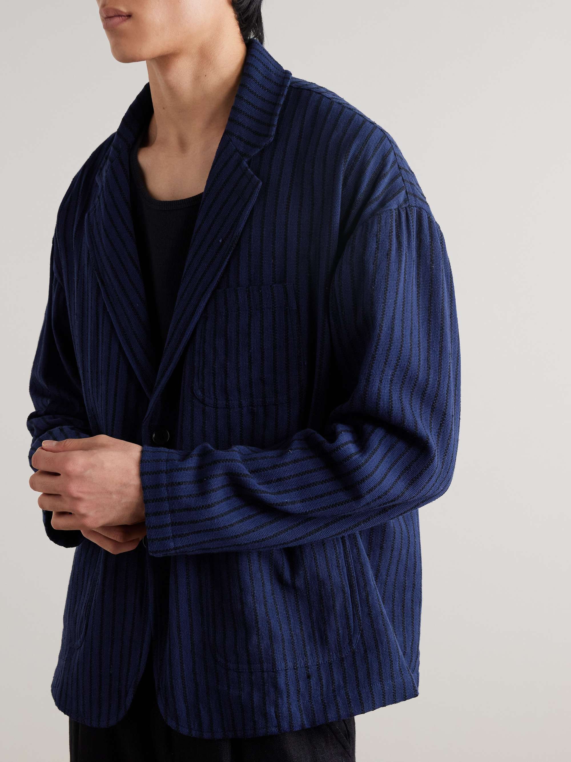 Hugh 2.0 Unstructured Striped Cotton Suit Jacket view