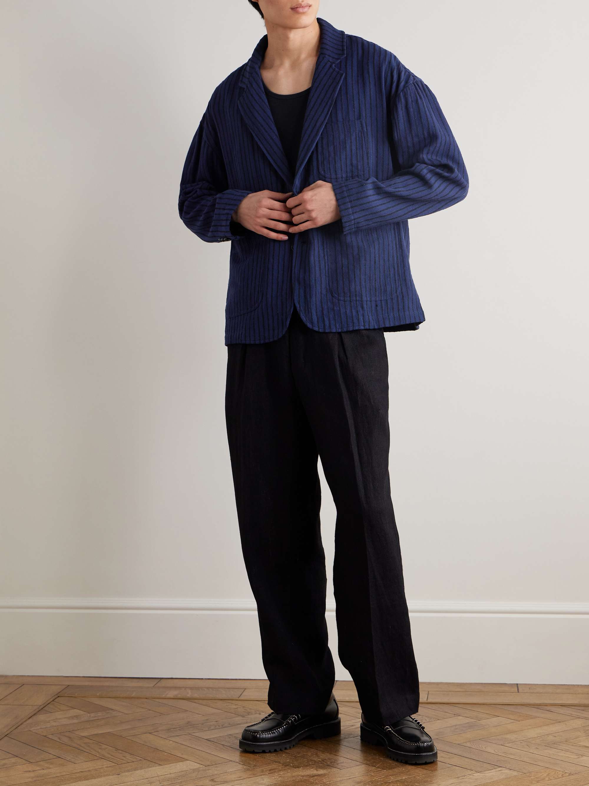 Hugh 2.0 Unstructured Striped Cotton Suit Jacket view