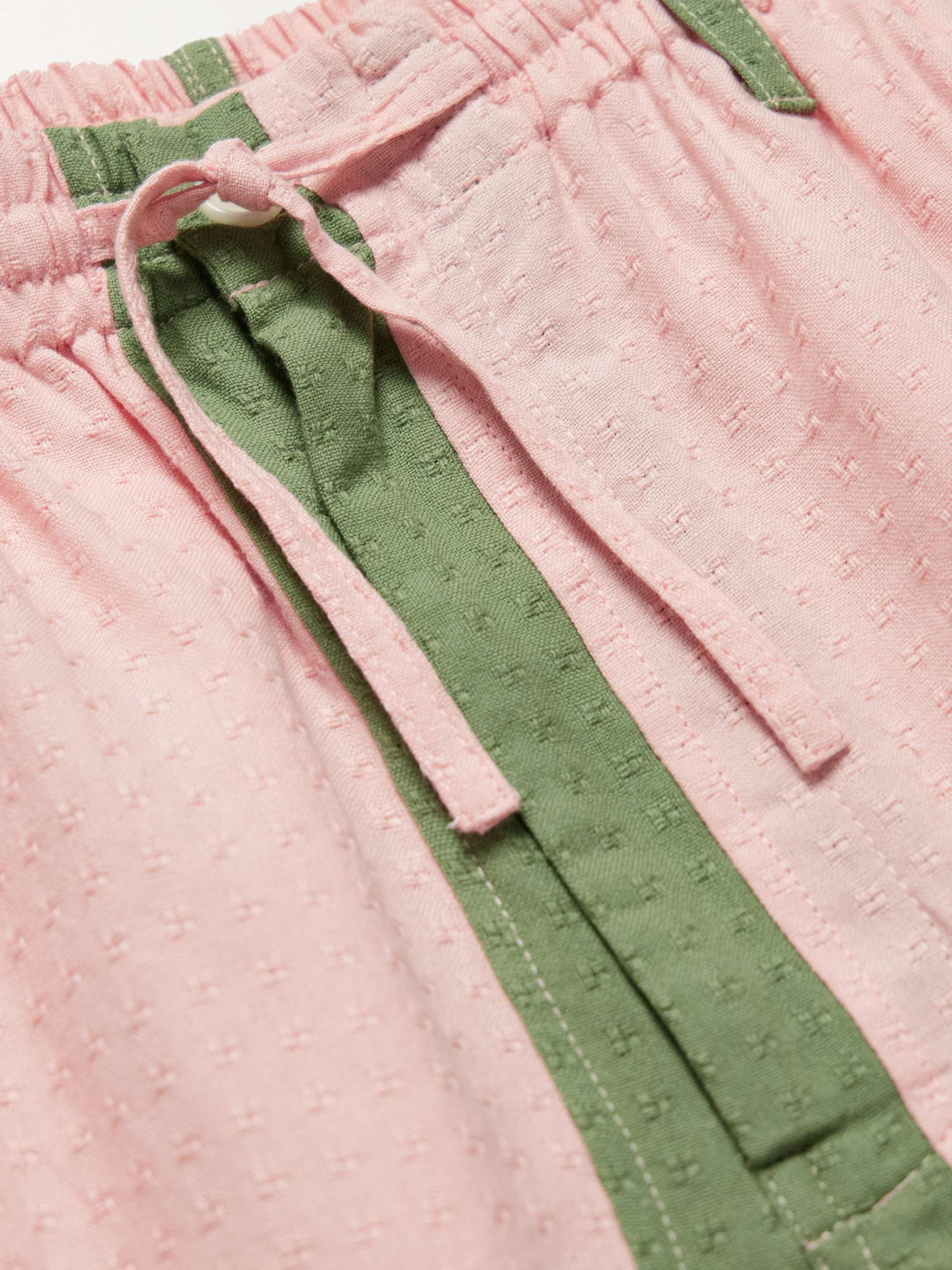Milo Straight-Leg Striped Cotton-Jacquard Drawstring Shorts view