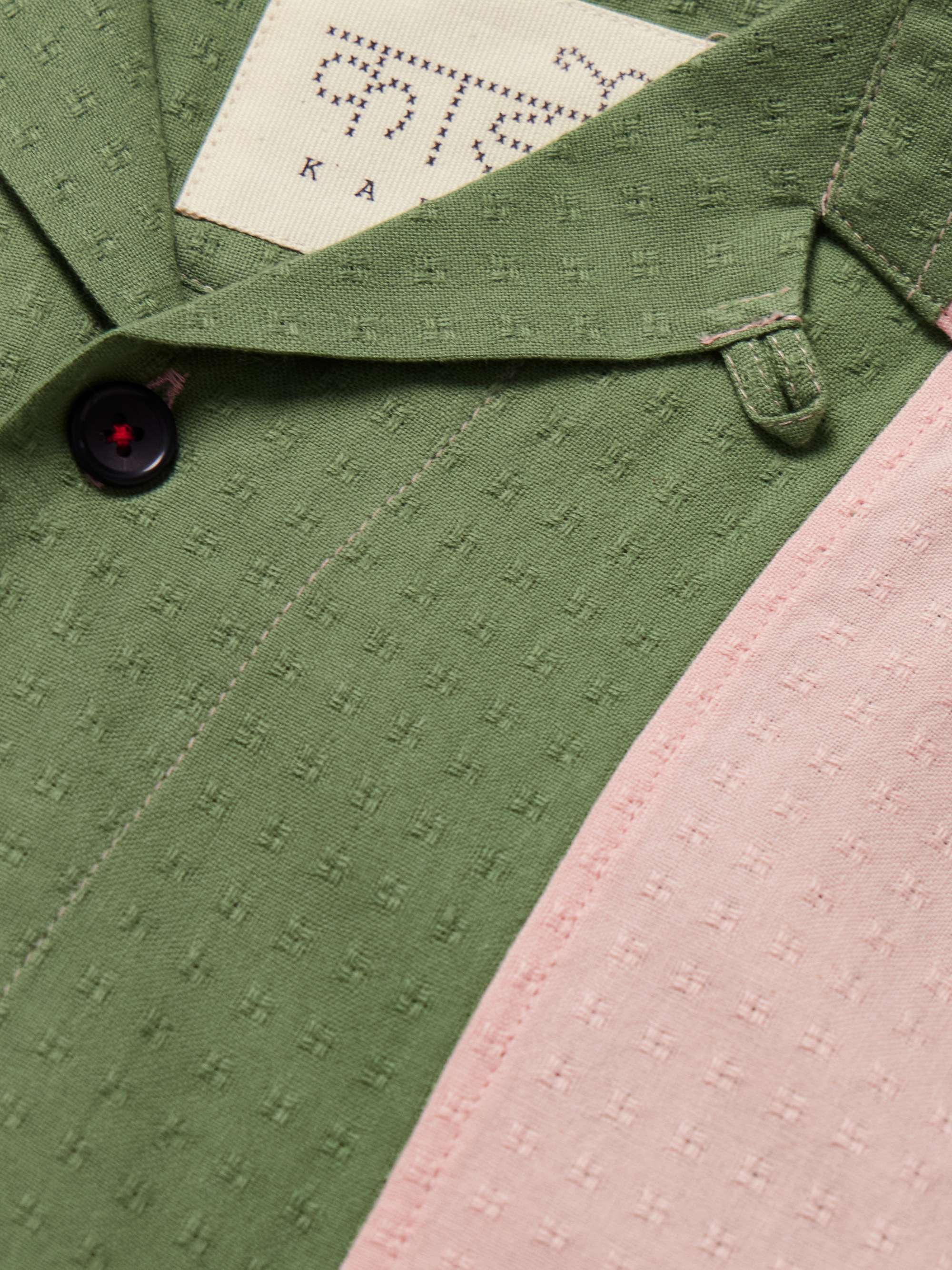 Yusuke Convertible-Collar Striped Cotton-Jacquard Shirt view