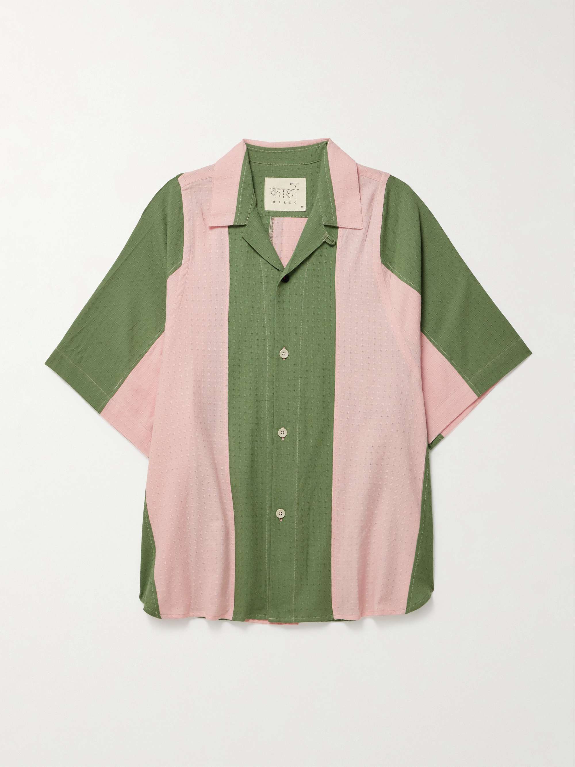Yusuke Convertible-Collar Striped Cotton-Jacquard Shirt view