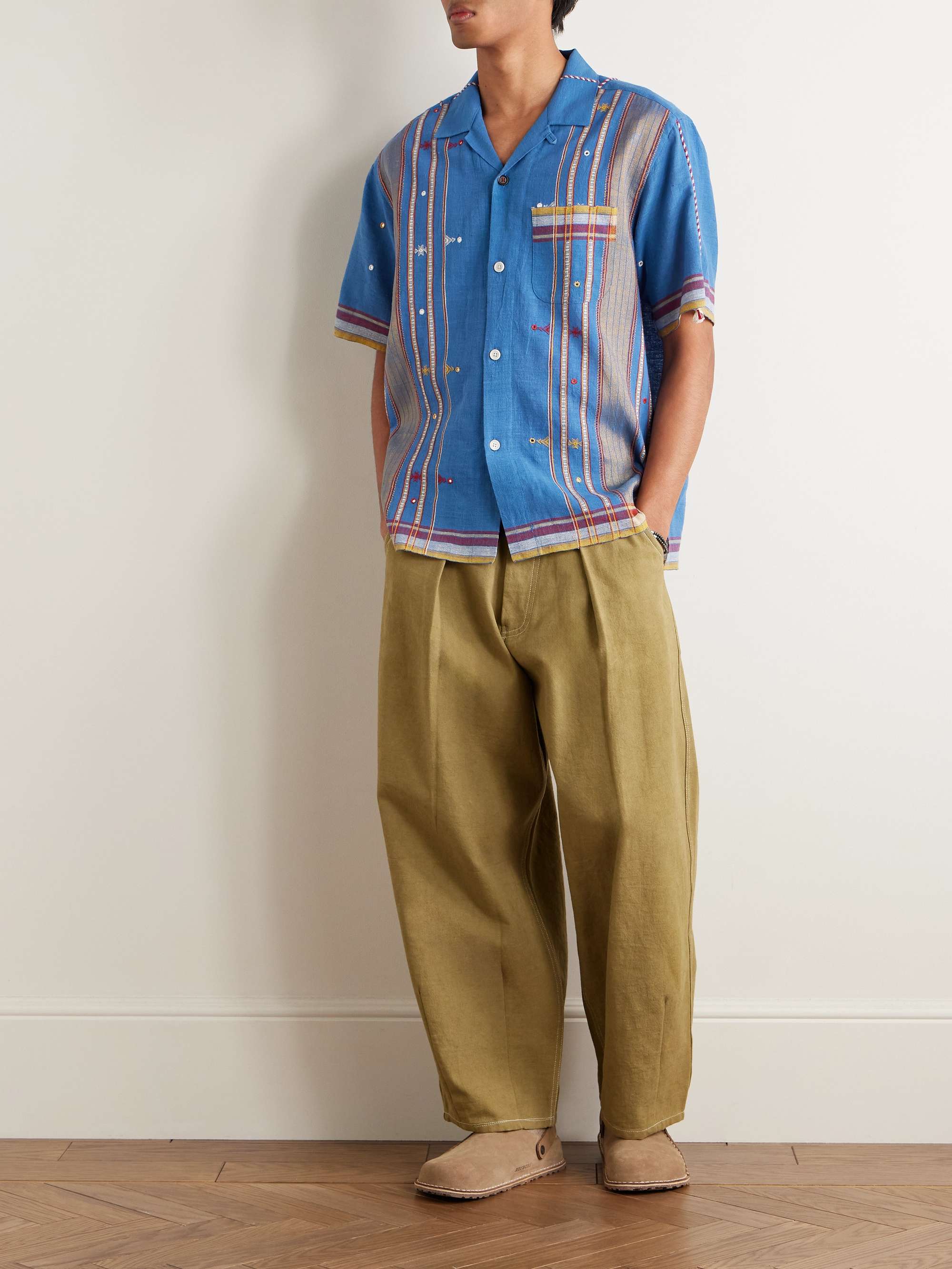 Ayo Convertible-Collar Embelished Embroidered Cotton Shirt view