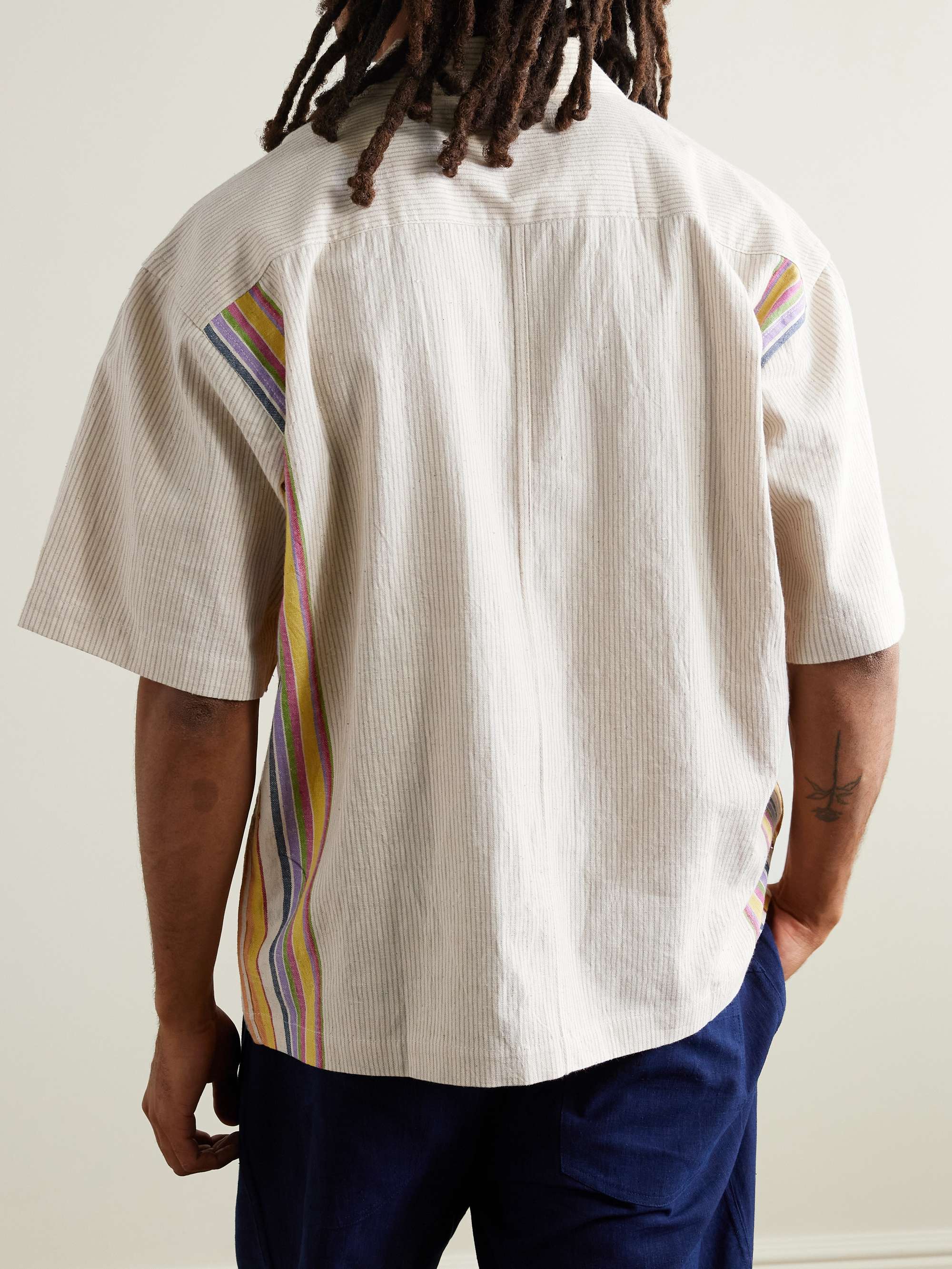 Rohit Convertible-Collar Striped Cotton Shirt view
