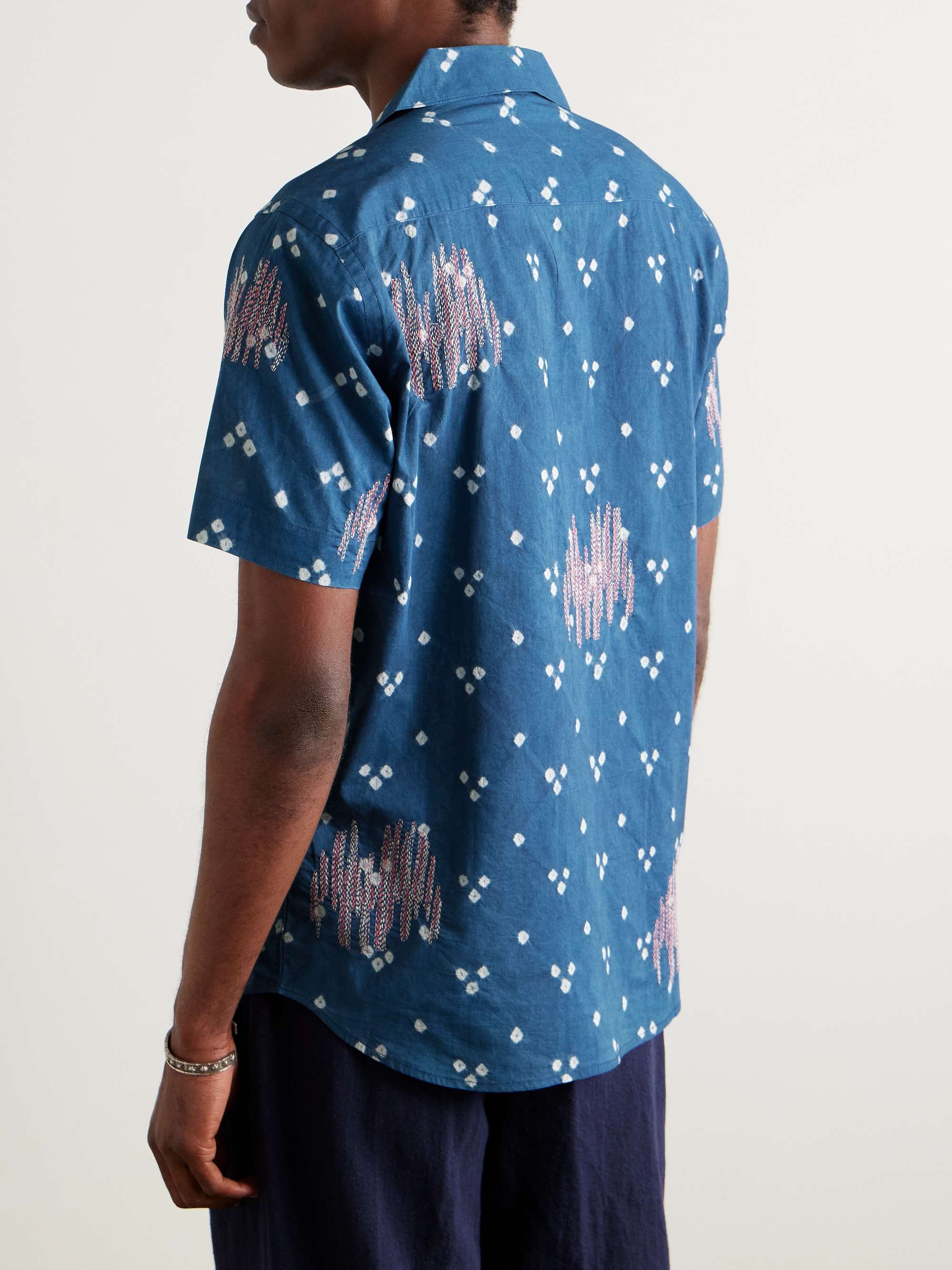 Lamar Convertible-Collar Embroidered Printed Cotton-Voile Shirt view