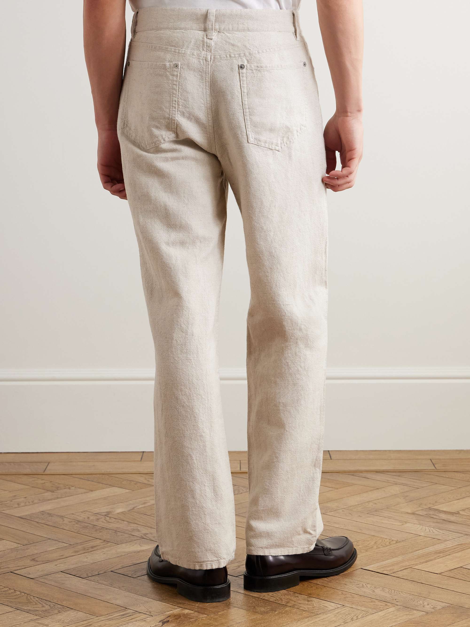 Edward Straight-Leg Linen and Cotton-Blend Trousers view