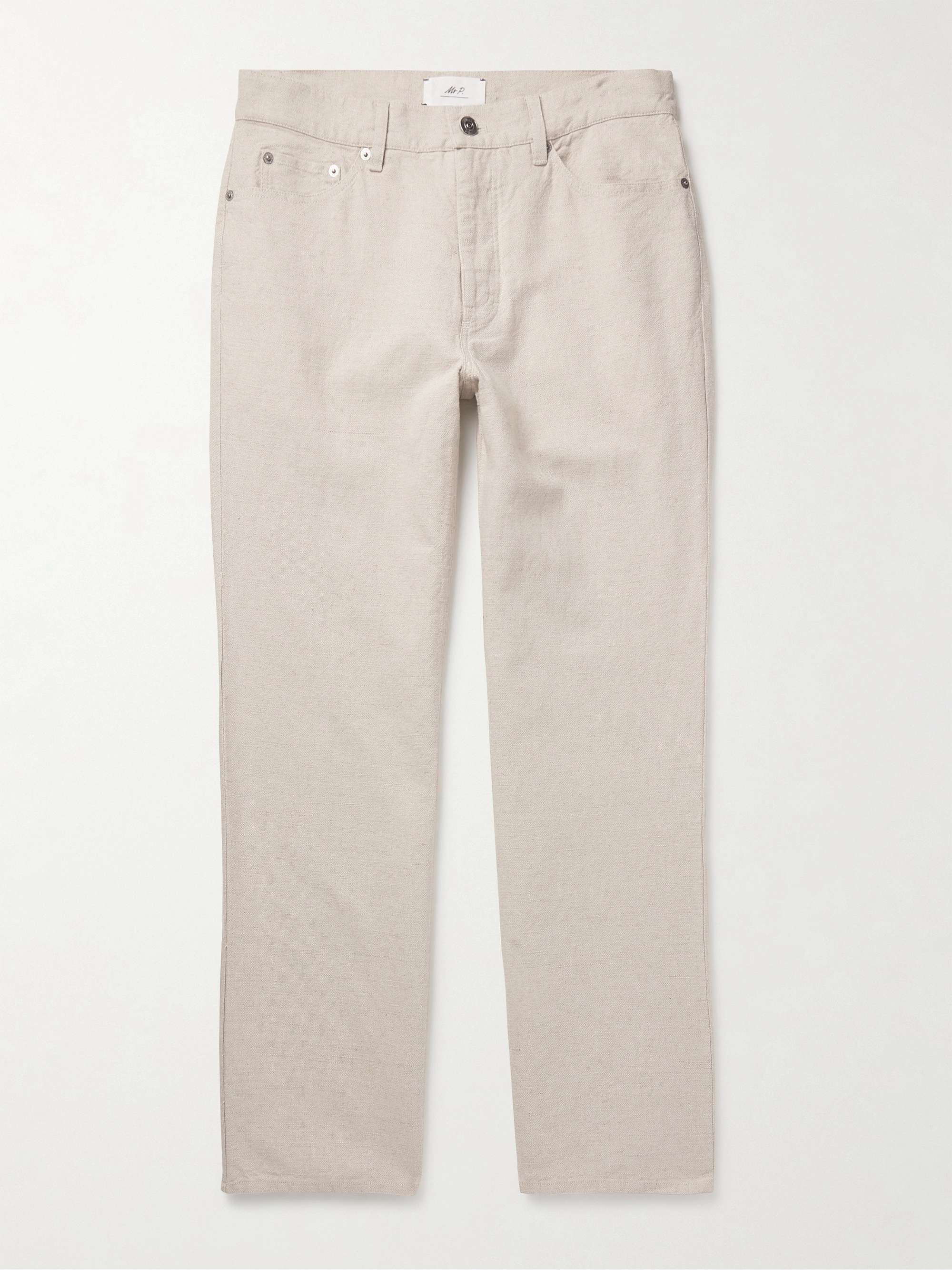 Edward Straight-Leg Linen and Cotton-Blend Trousers view