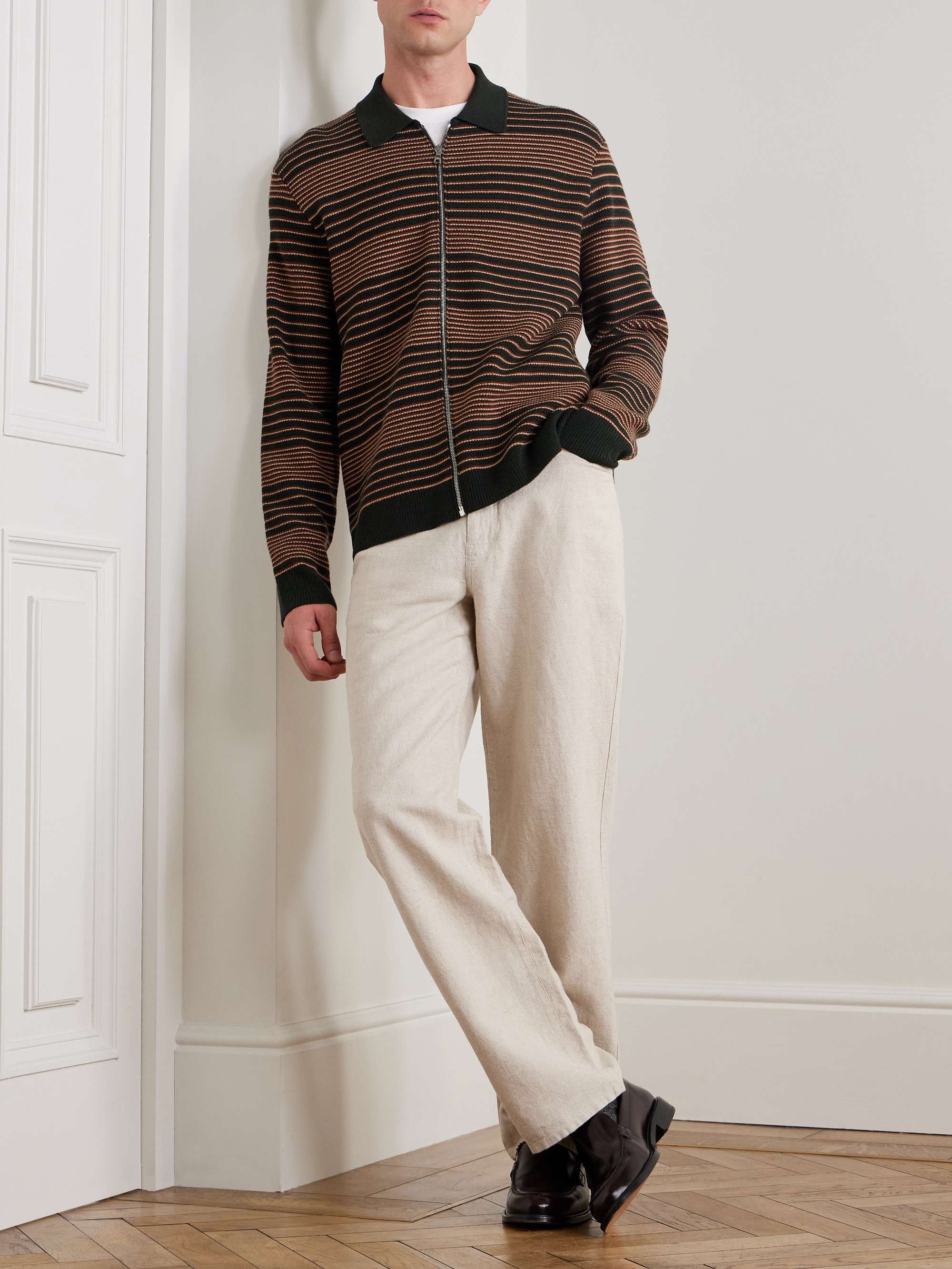 Edward Straight-Leg Linen and Cotton-Blend Trousers view