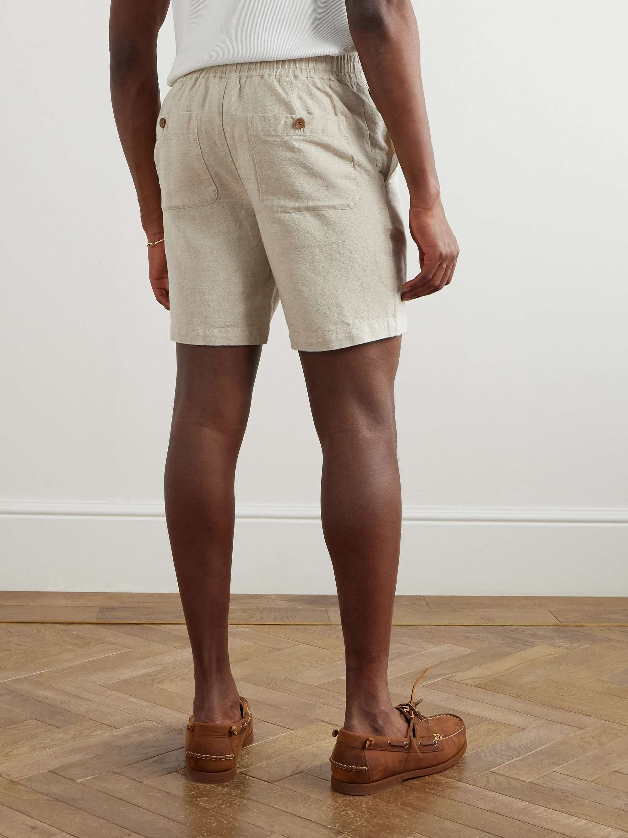 Straight-Leg Linen and Cotton-Blend Drawstring Shorts view