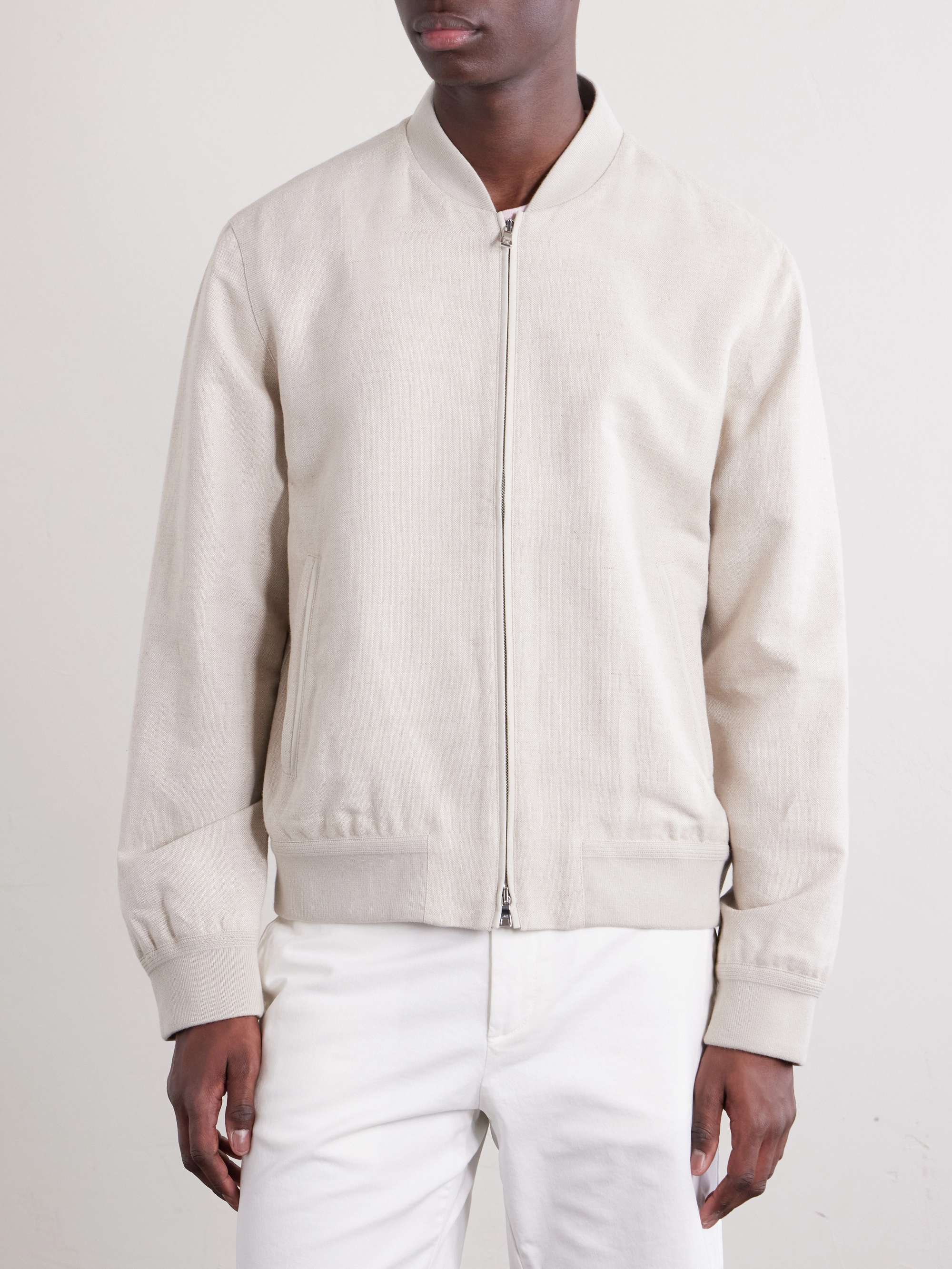 Linen and Cotton-Blend Bomber Jacket view