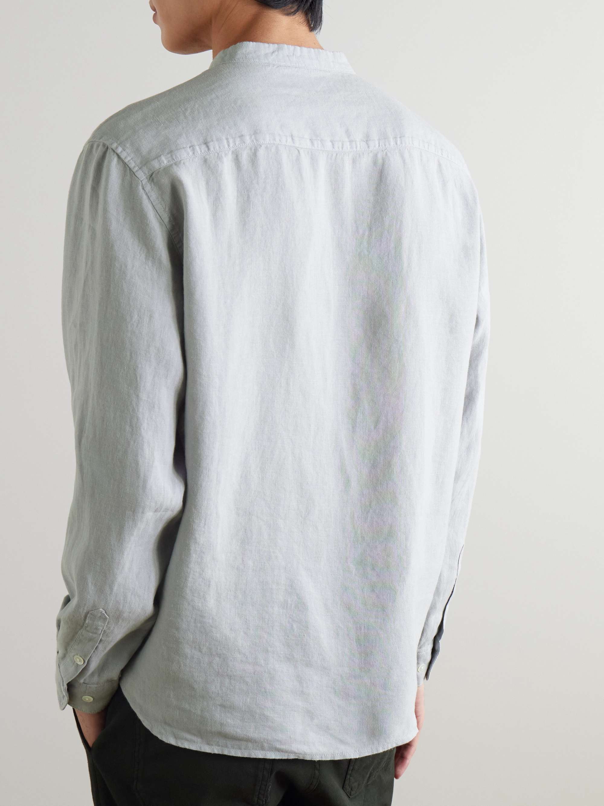 Grandad-Collar Linen Shirt view