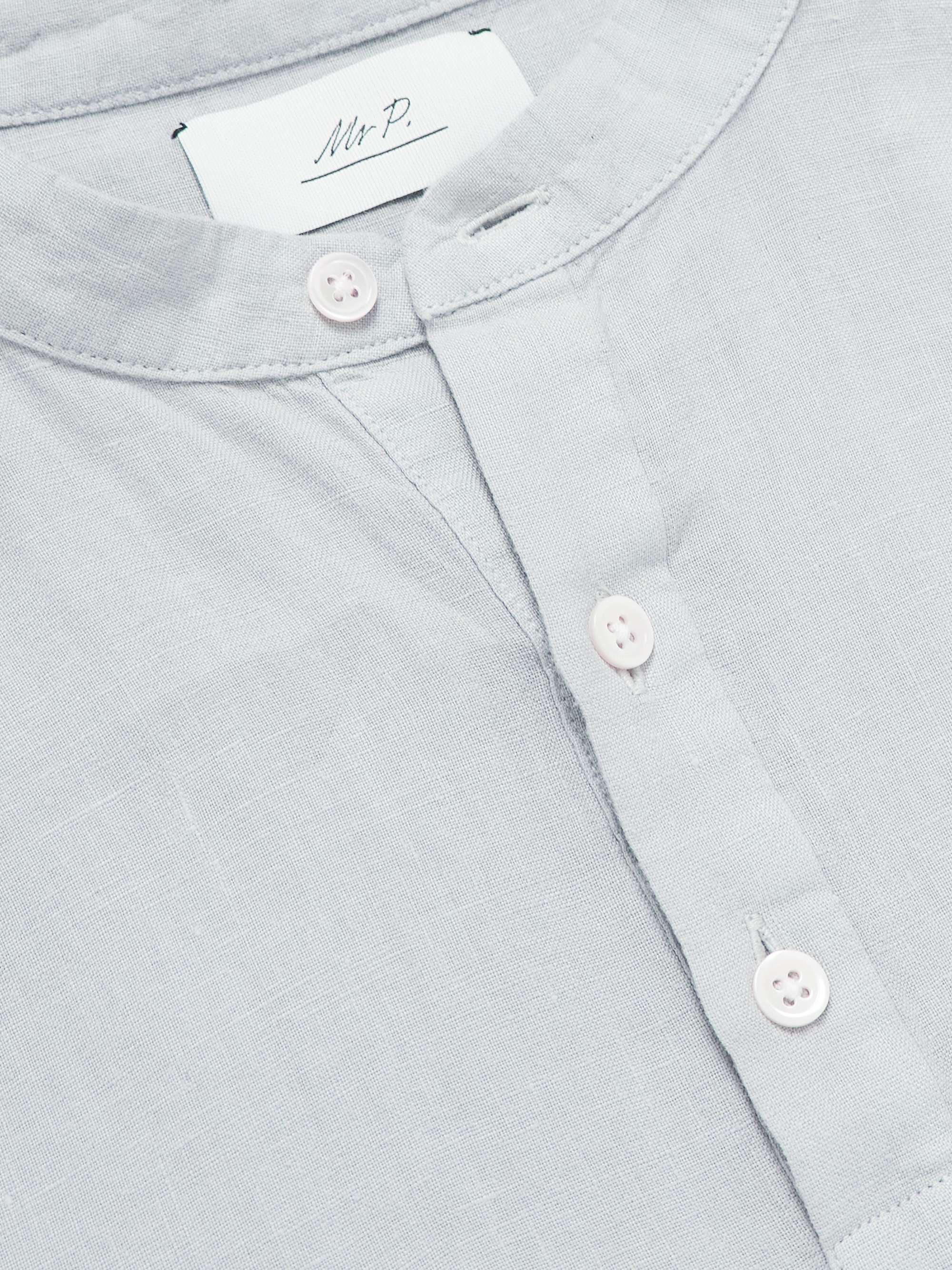Grandad-Collar Linen Shirt view
