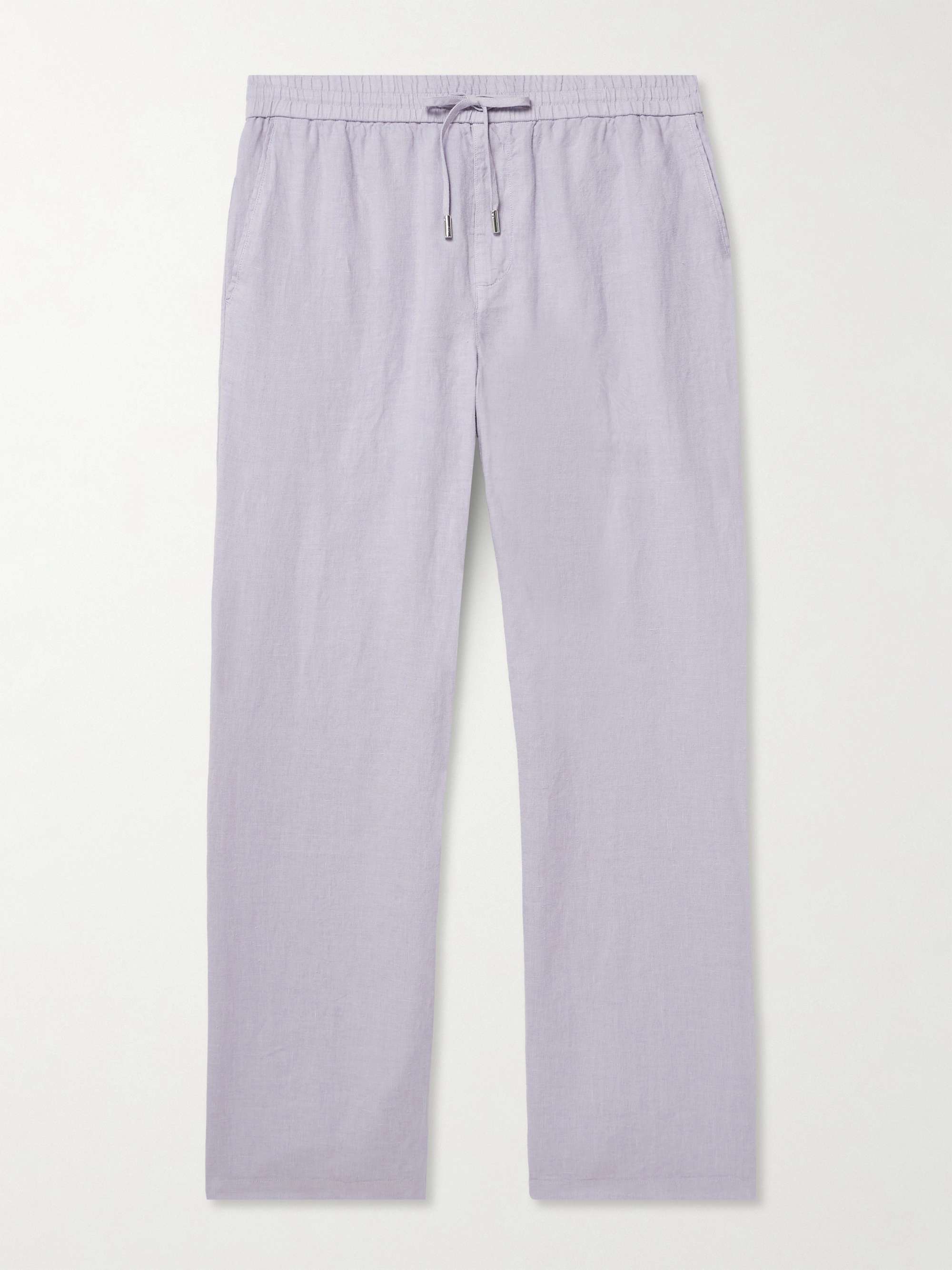 Edward Straight-Leg Garment-Dyed Linen Drawstring Trousers view