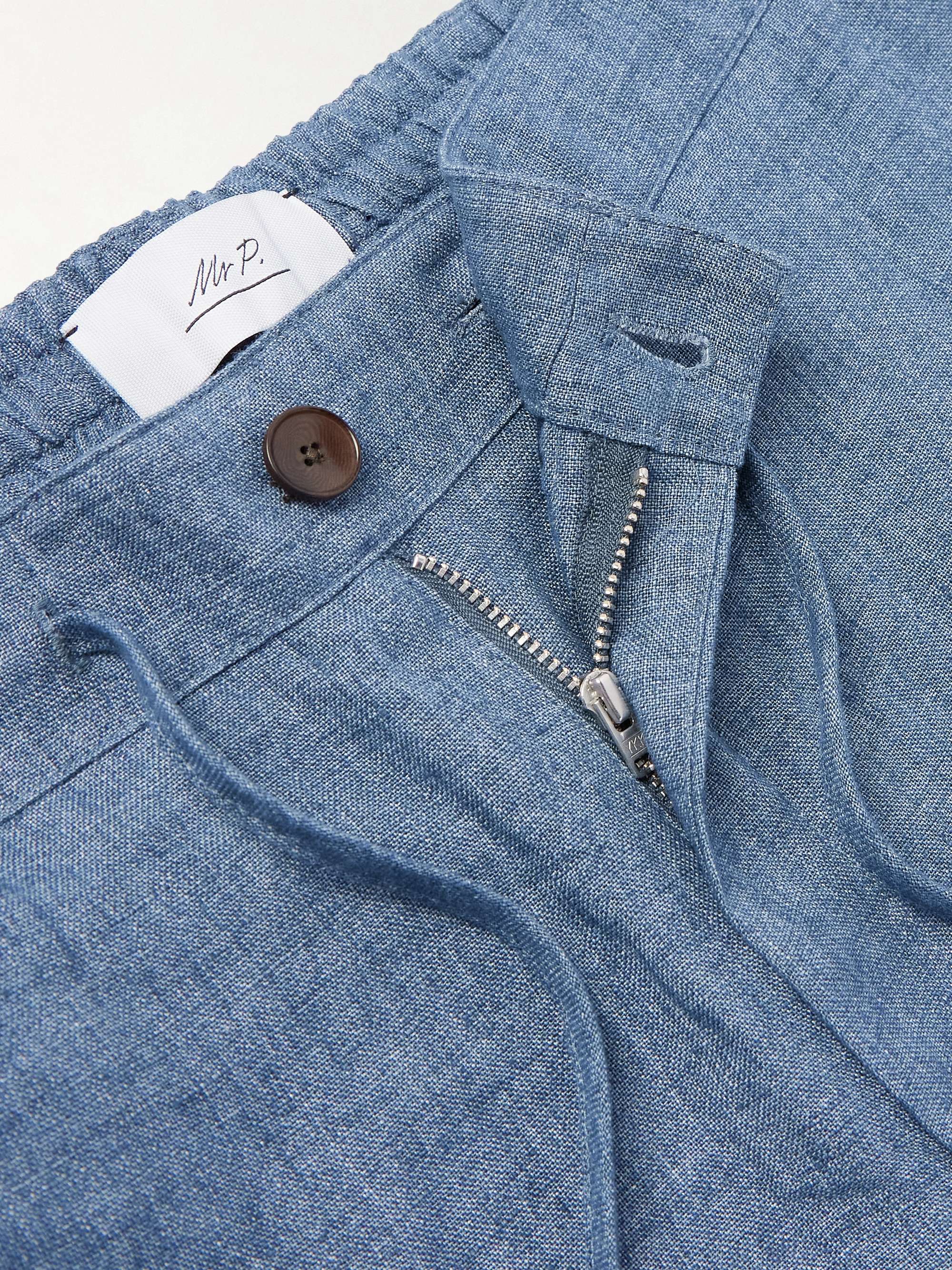 Straight-Leg Linen-Chambray Drawstring Shorts view