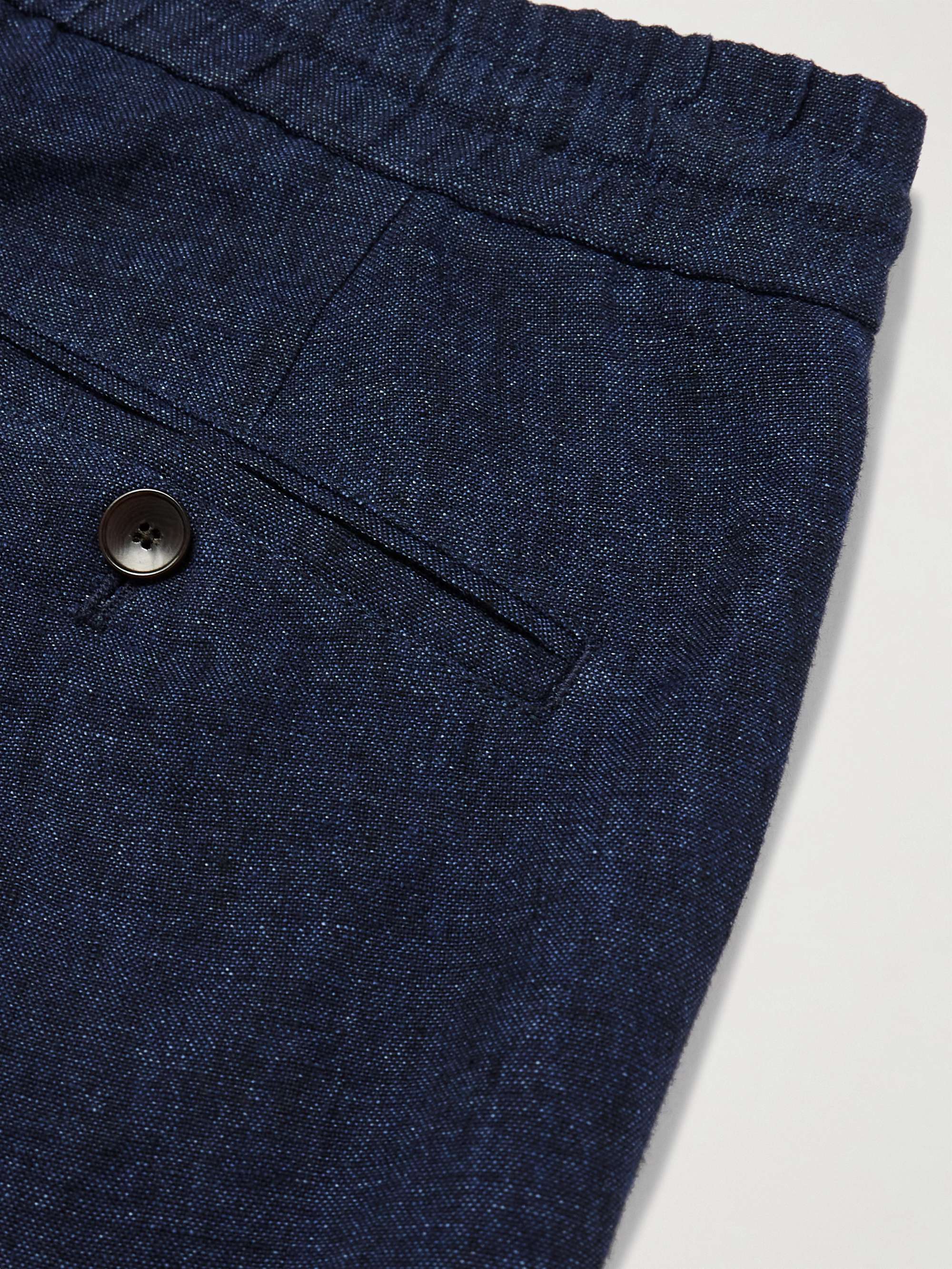 James Straight-Leg Linen-Chambray Drawstring Trousers view