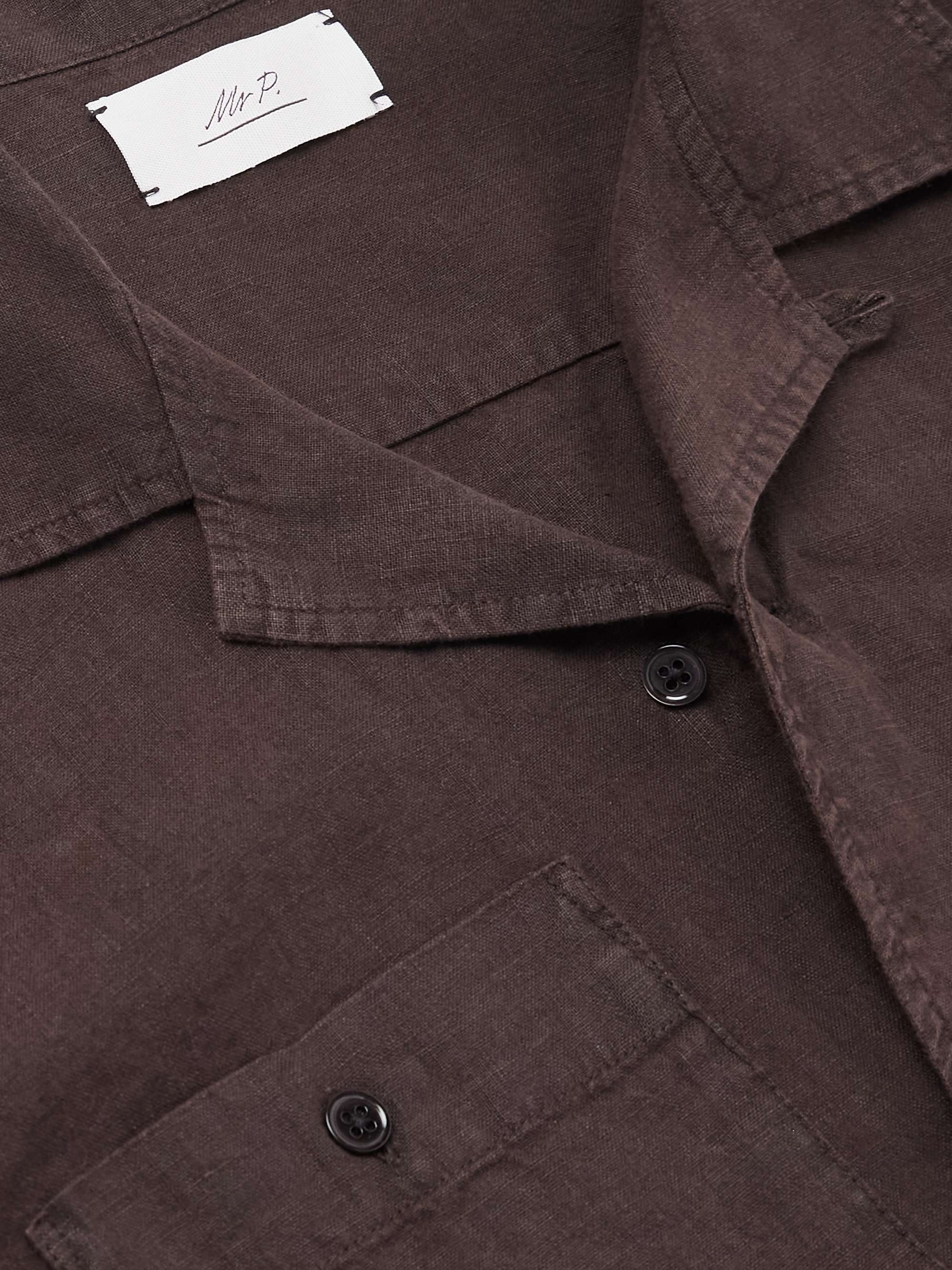 Convertible-Collar Garment-Dyed Linen Shirt view