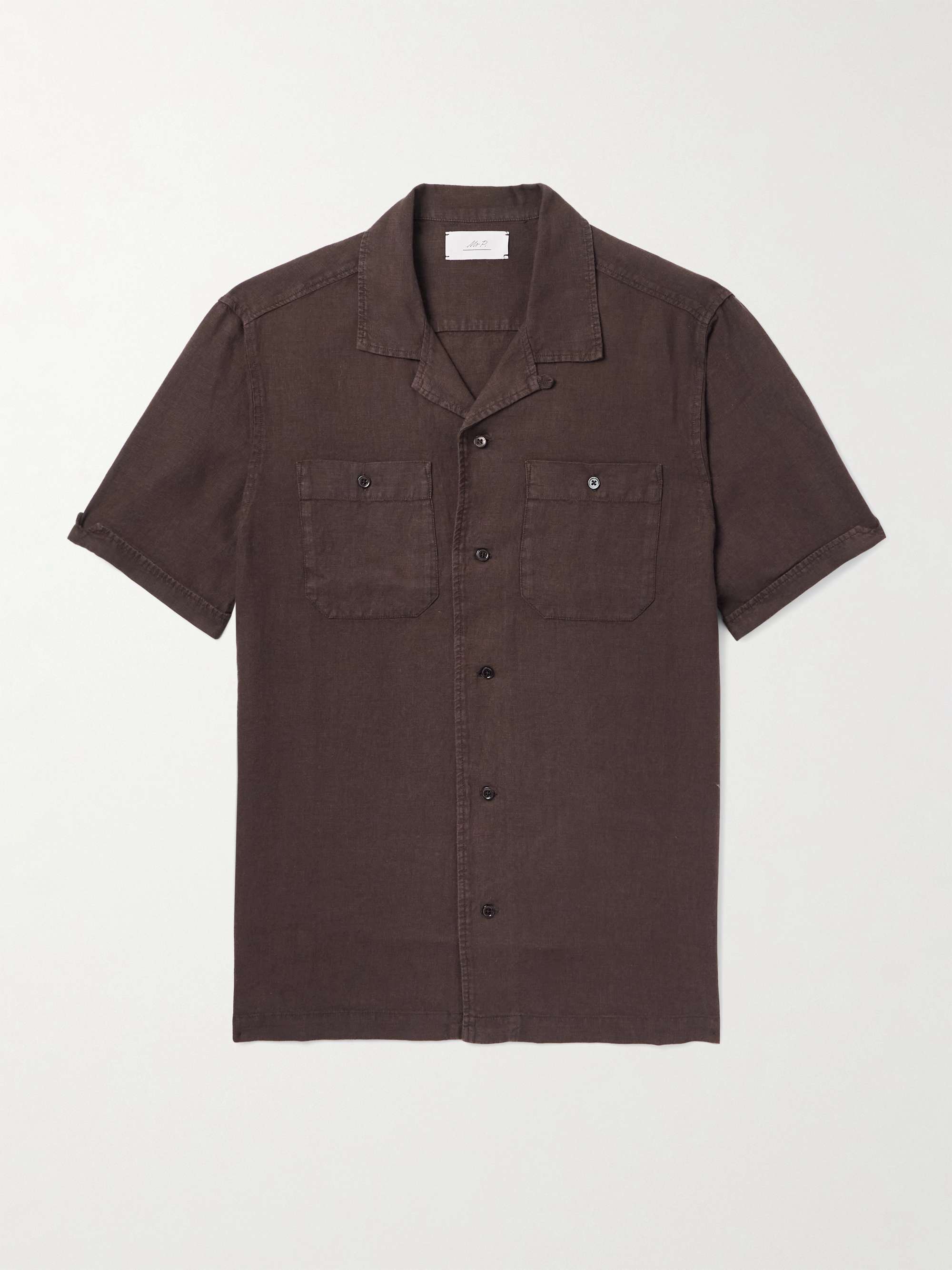 Convertible-Collar Garment-Dyed Linen Shirt view