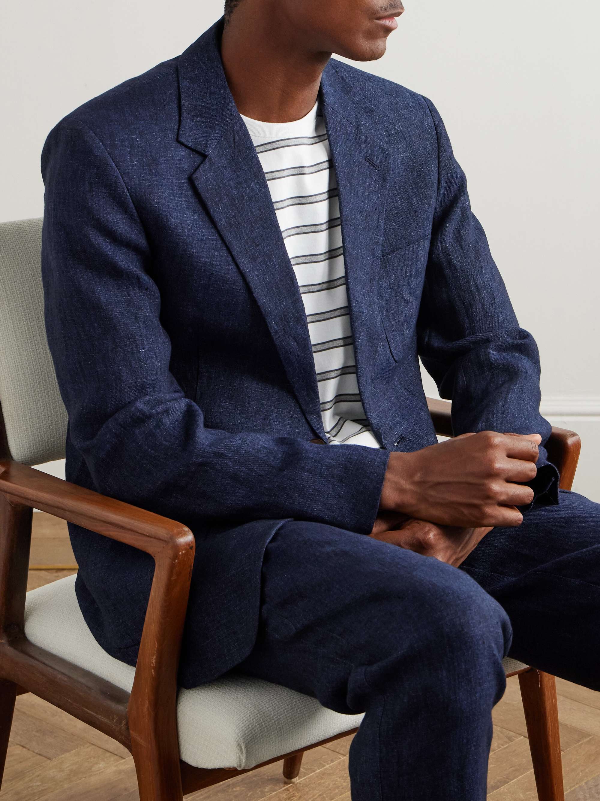 Unstructured Linen-Chambray Suit Jacket view